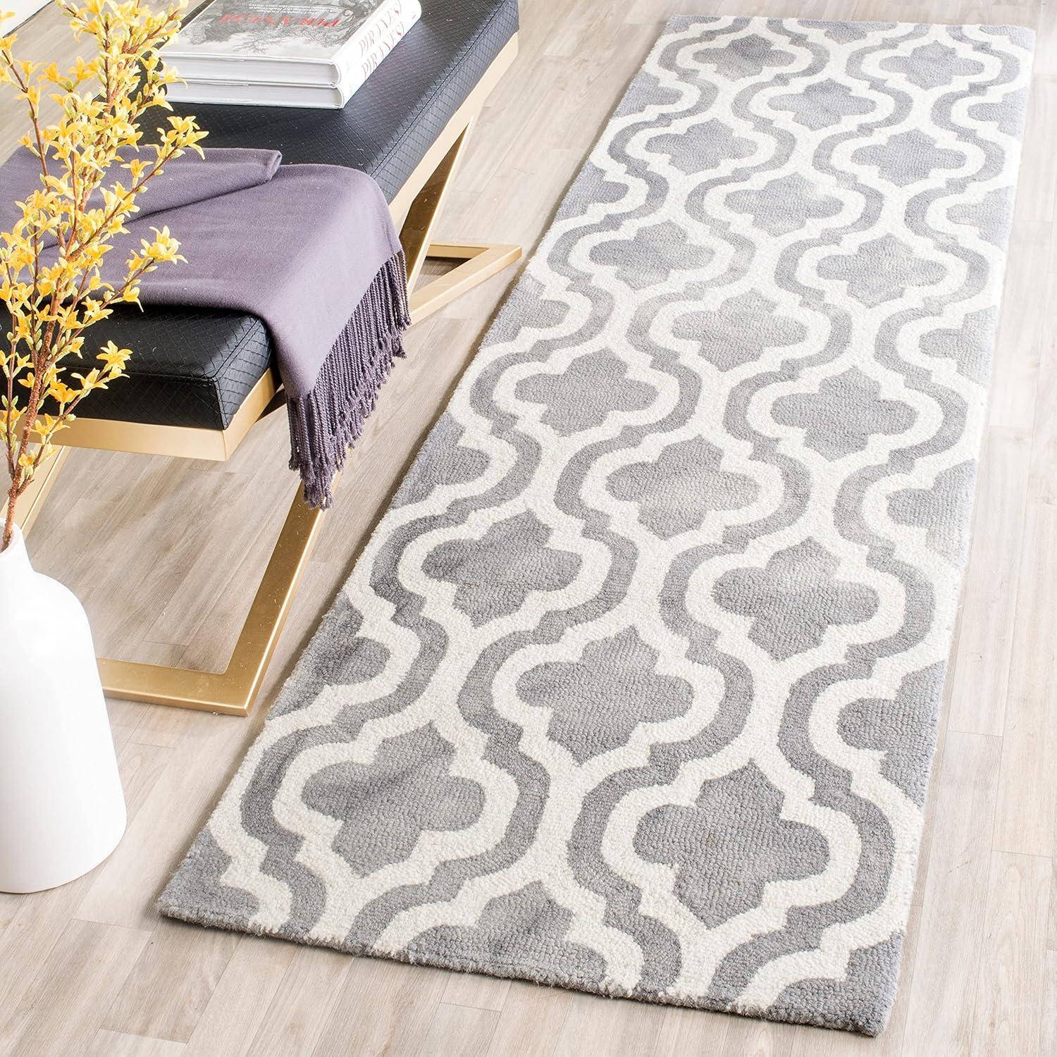 Elegant Gray Hand-Tufted Wool Rectangular Area Rug