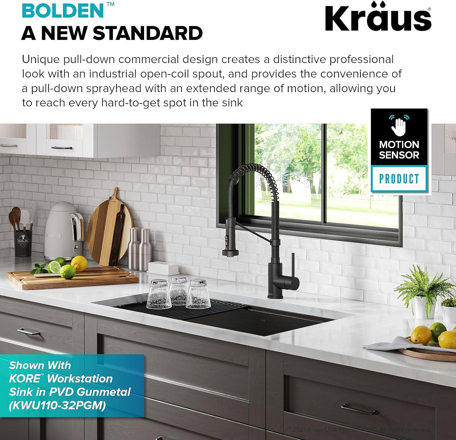 Kraus Bolden Touchless Sensor Commercial Style 2-Function Single Handle Pull-Down Kitchen Faucet