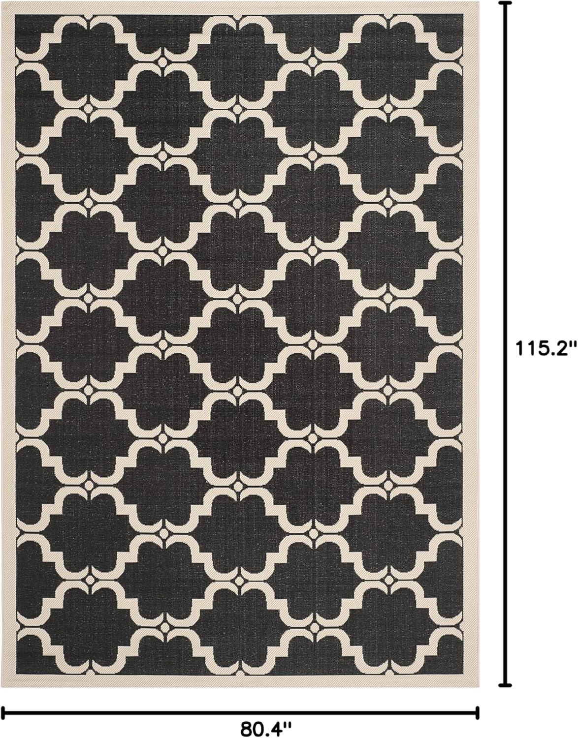 Courtyard CY6009 Power Loomed Indoor and Outdoor Area Rug - Black/Beige - 6'7"x9'6" - Safavieh