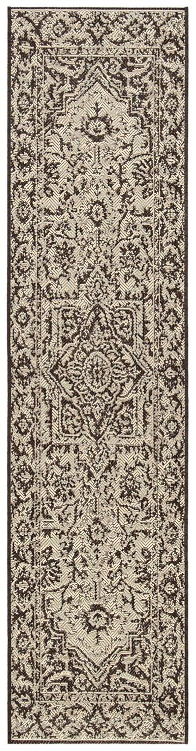 Beach House BHS139 Power Loomed Indoor/Outdoor Runner Rug - Creme/Brown - 2'2"x12' - Safavieh