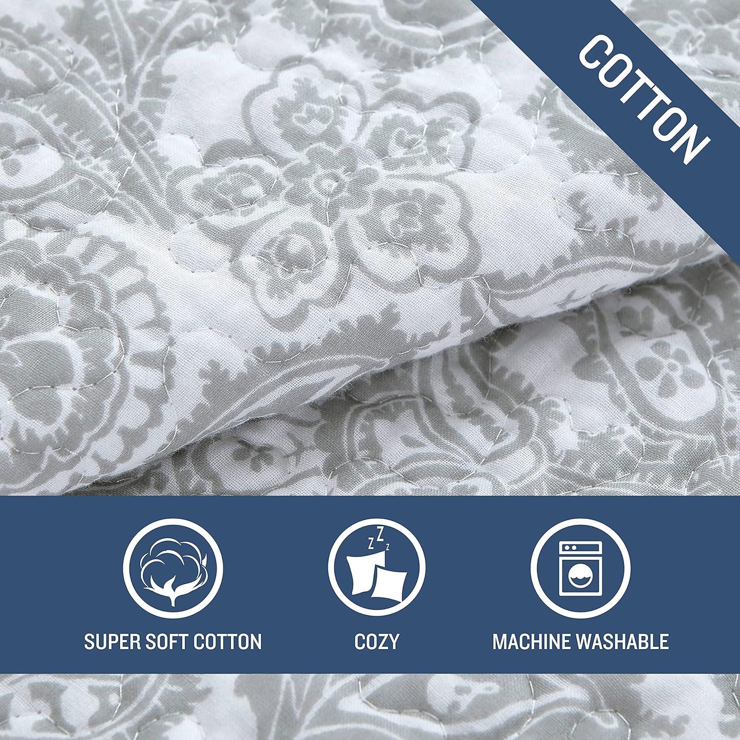 Tommy Bahama Island Memory Grey Cotton Reversible Quilt Set