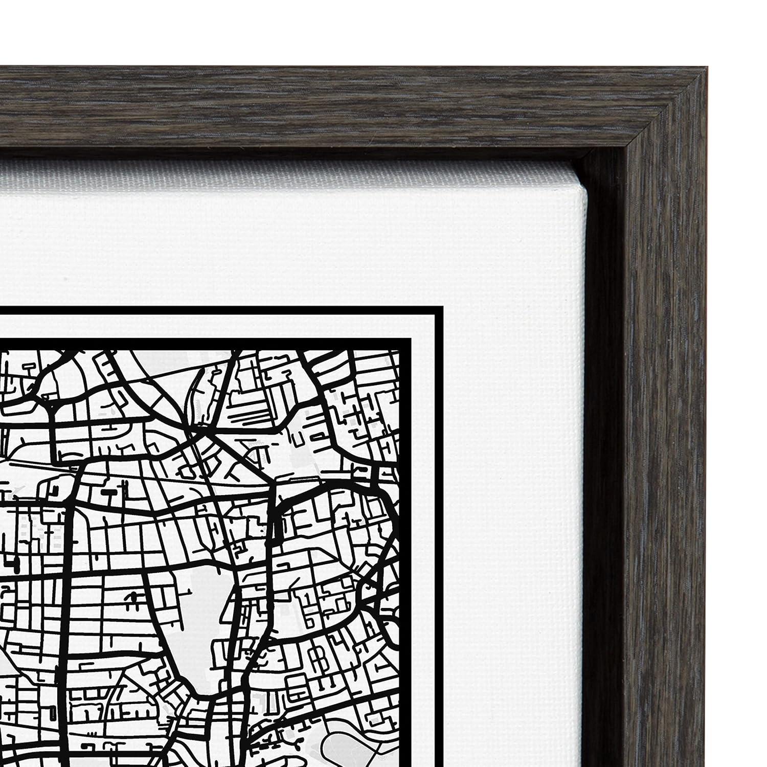 18" x 24" Sylvie London Modern Map by Jake Goossen Framed Wall Canvas Gray - Kate & Laurel All Things Decor