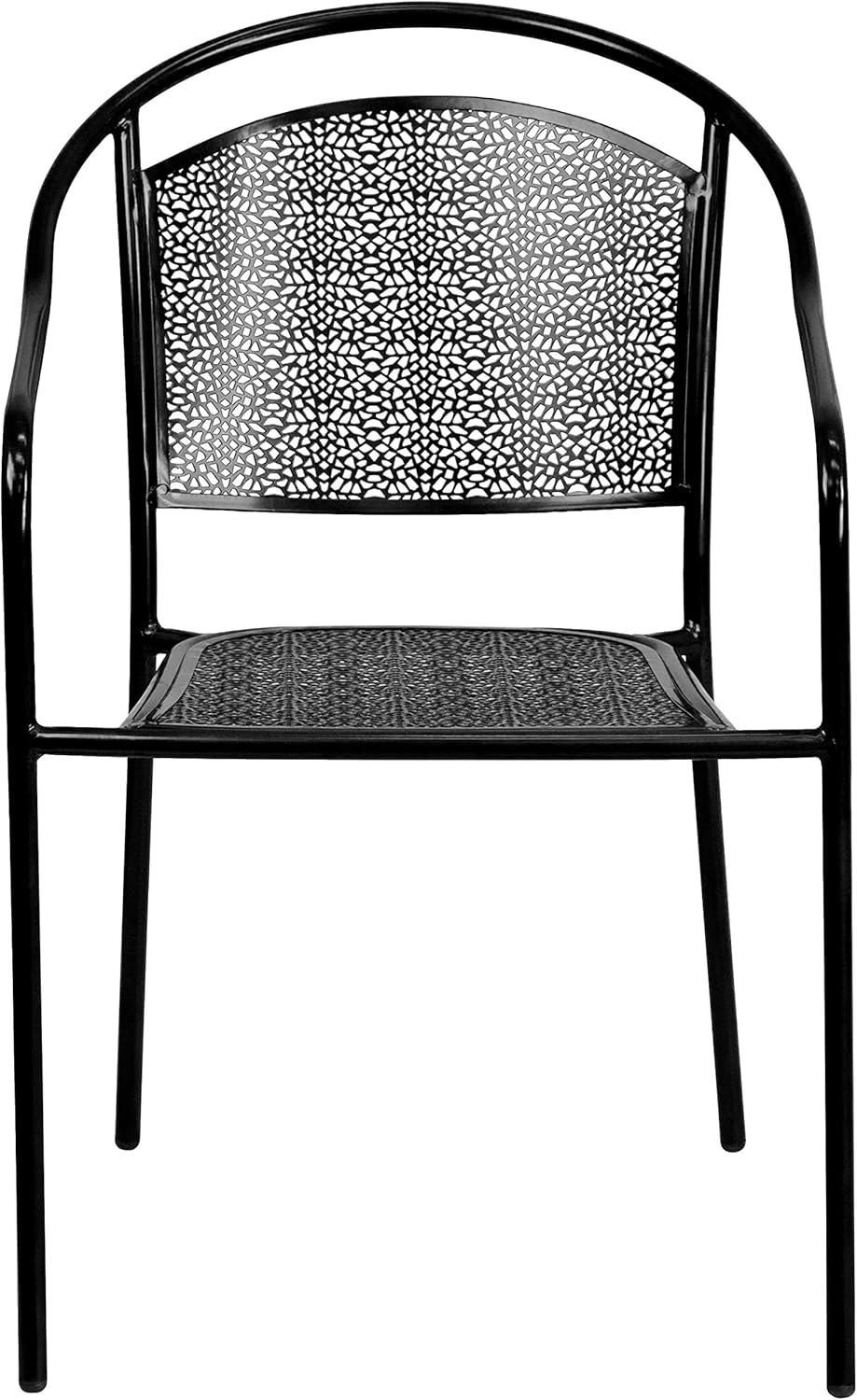 Emma and Oliver Commercial Grade Colorful Metal Patio Arm Chair with Round Back