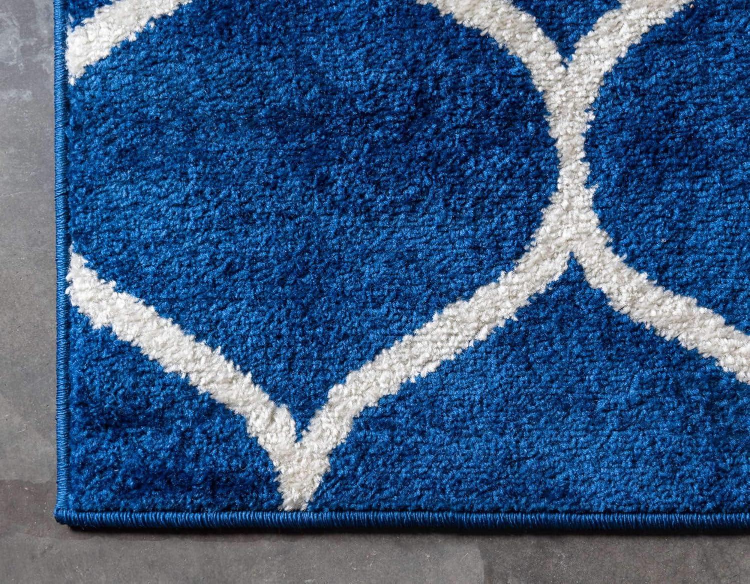 Unique Loom 2' 0 x 13' 0 Trellis Frieze Rounded Navy Blue Area Rug