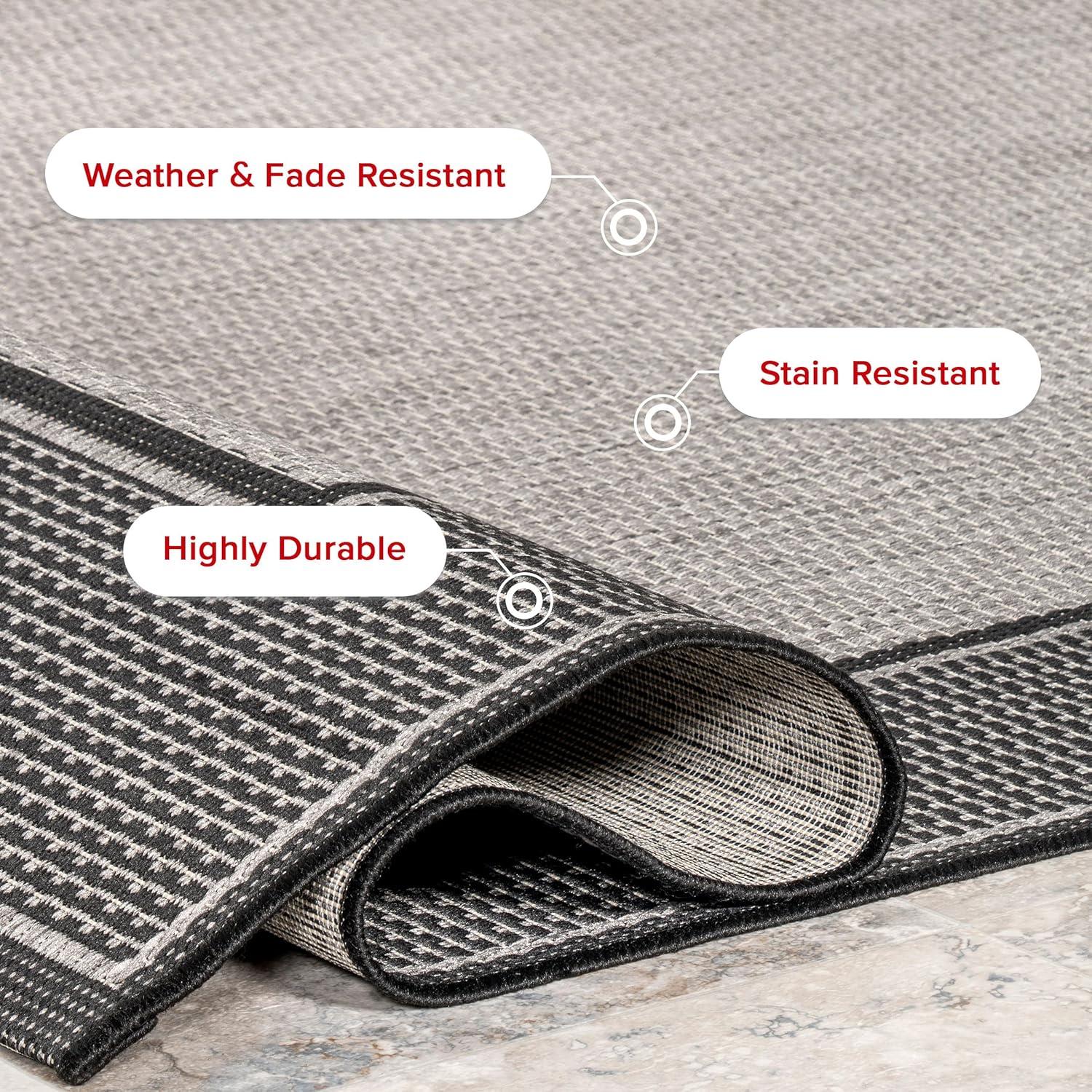 Nuloom Gris Bordered 3x5 Indoor/Outdoor Accent Rug for Living Room Patio Deck Front Porch Entryway Kitchen, Grey/Black