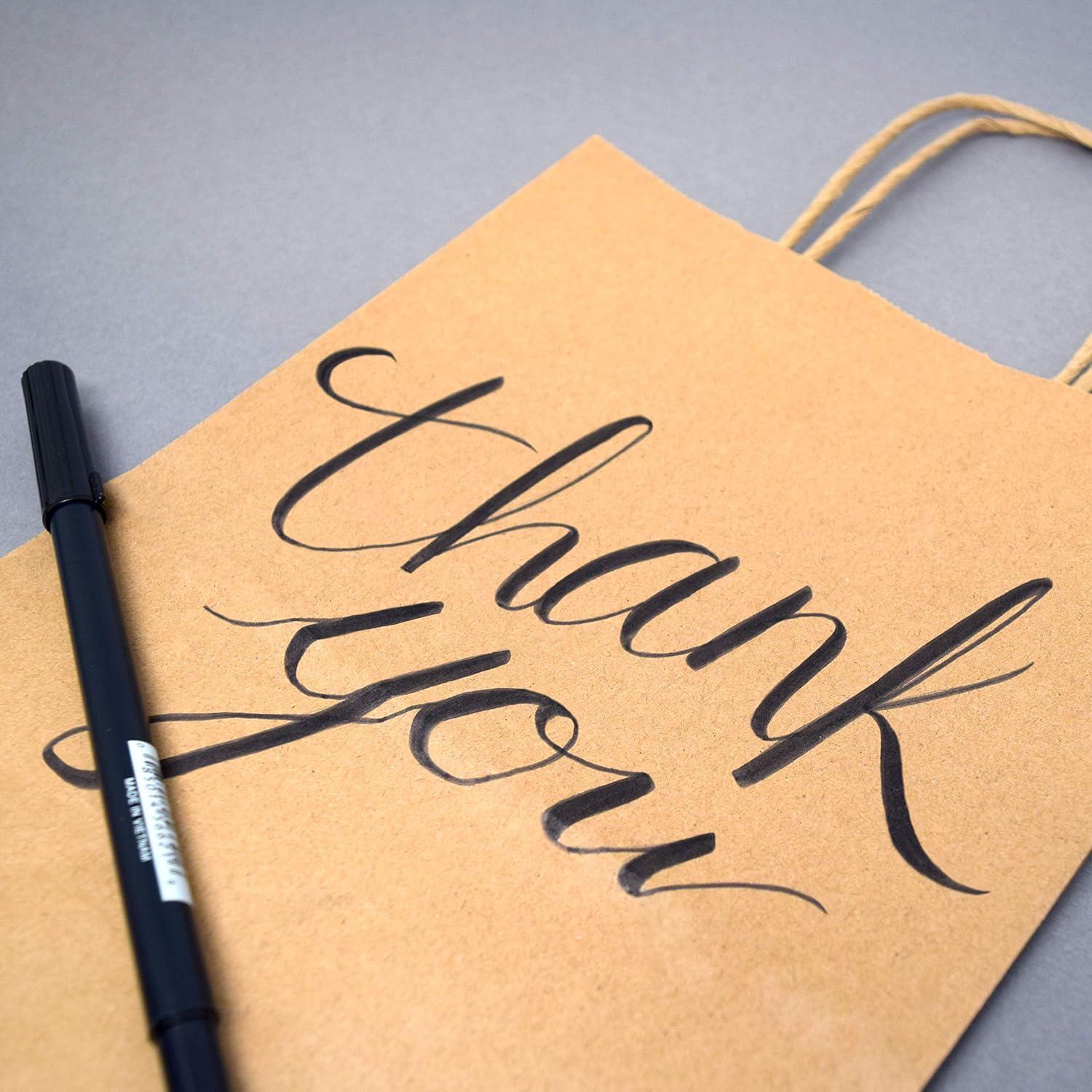 Eco-Friendly Brown Kraft Paper Shopping Bags with Handles, 8x4x10 inches, 50 Pack