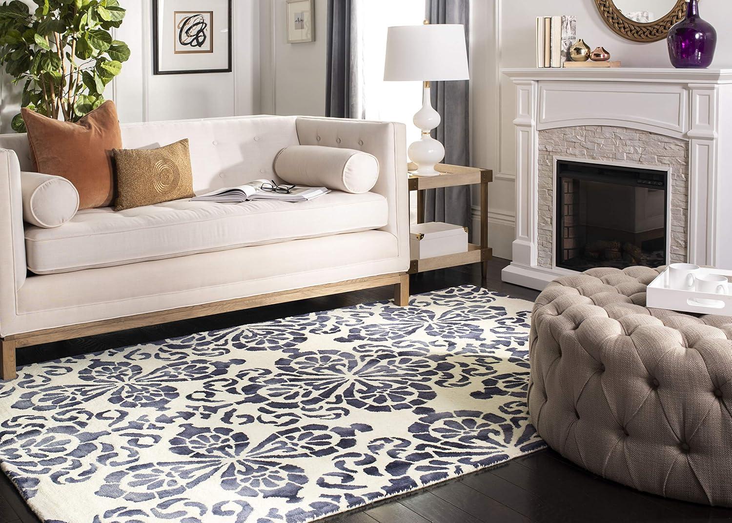 Dip Dye DDY719 Hand Tufted Area Rug - Ivory/Navy - 8'9"x11'9" - Safavieh..