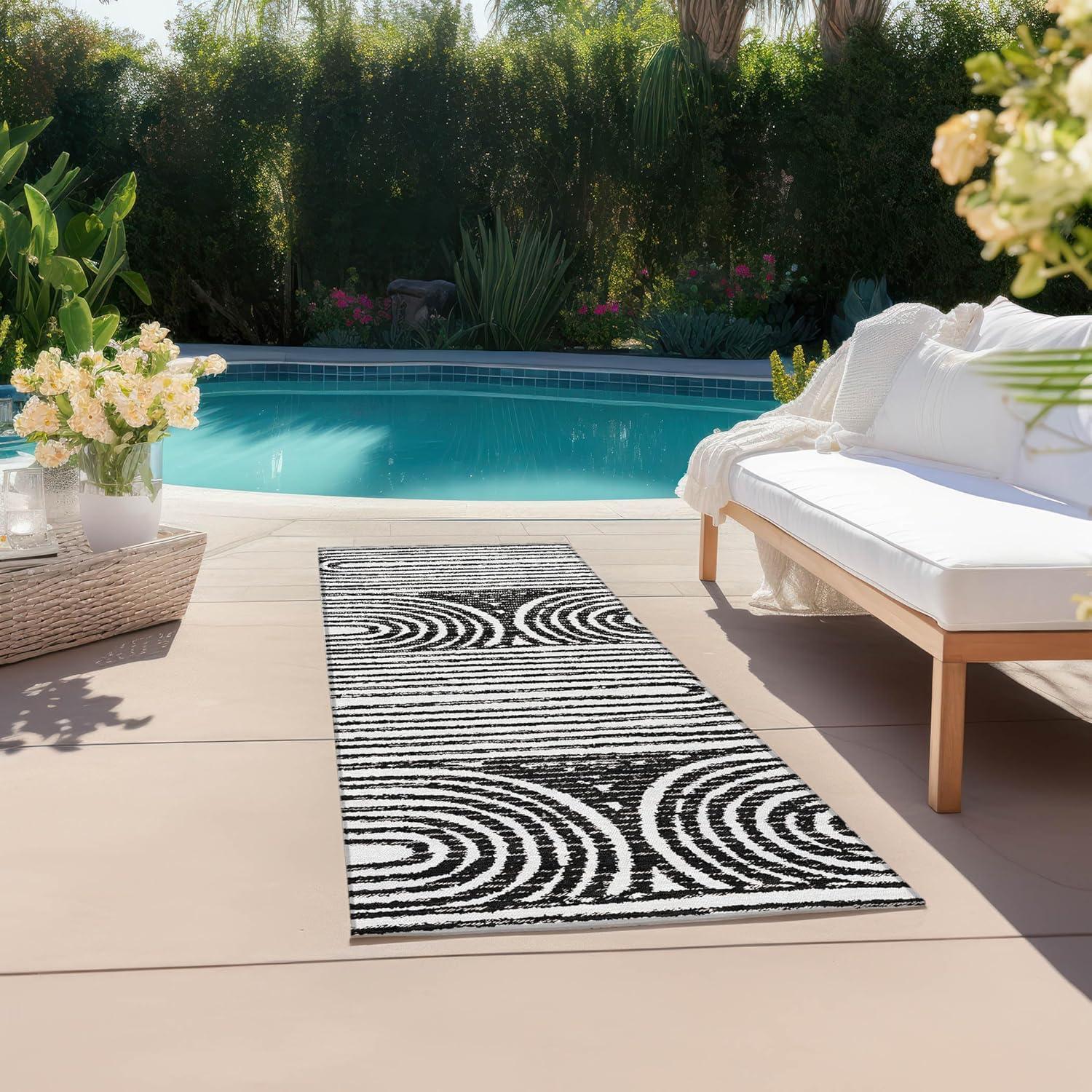Addison Rugs Chantille ACN140 Black 2'3" x 7'6" Indoor Outdoor Hallway Runner Rug, Stain Resistant Washable Kitchen Area Carpet for Bathroom, Laundry and Bedroom