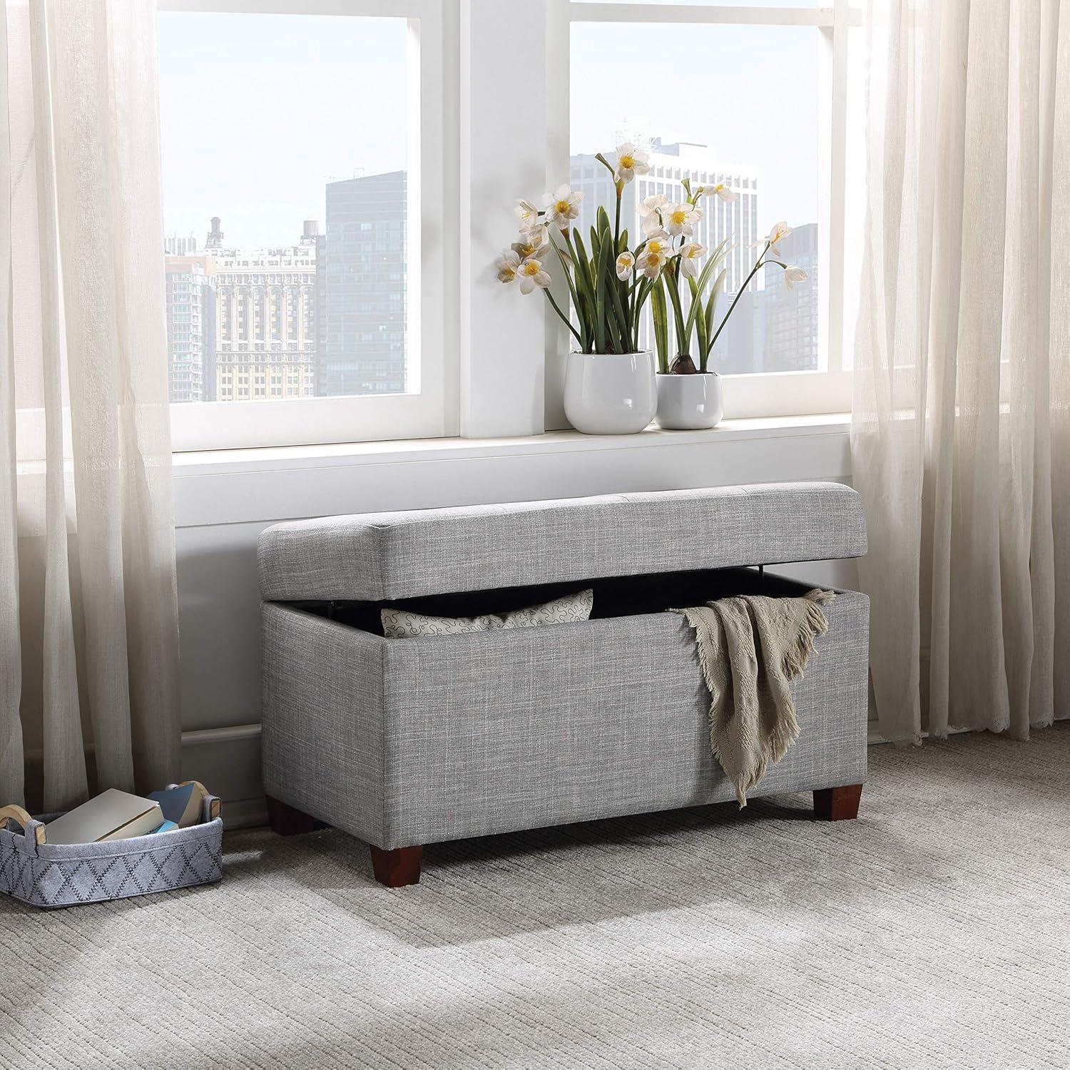 OSP Home Furnishings Storage Ottoman in Dove Gray Fabric