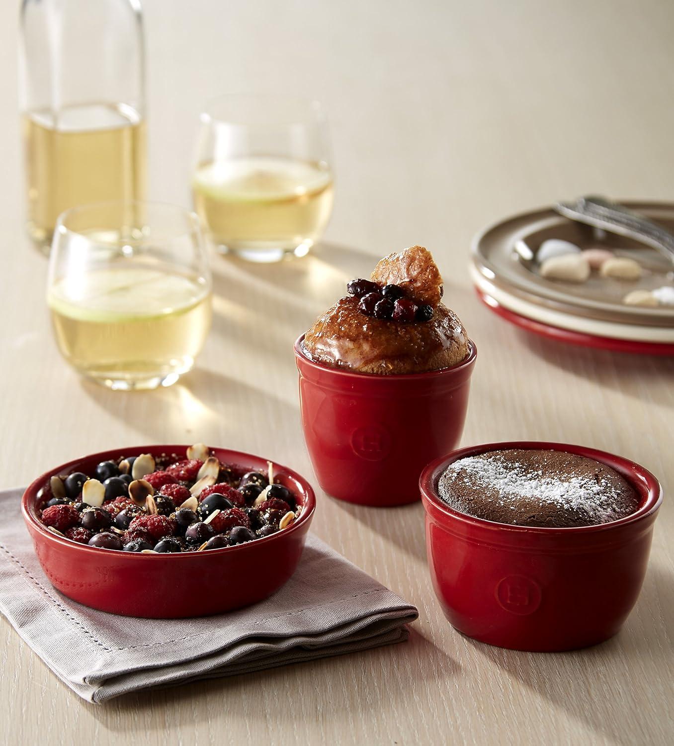 Emile Henry Made in France 6.75 oz Ramekin, Set of 2, 3.25" by 2.75", Burgundy