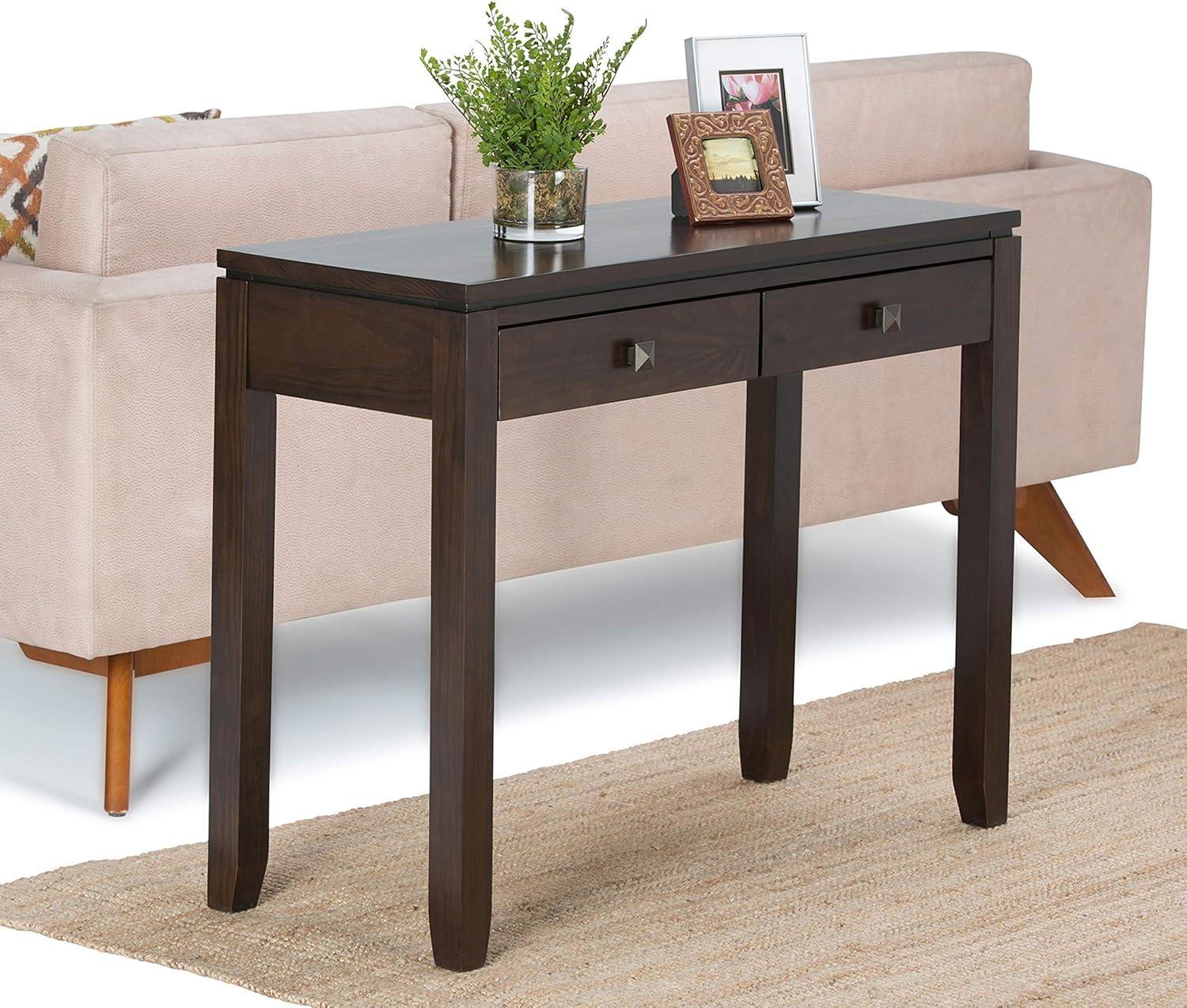 Cosmopolitan Mahogany Brown Console Table with Storage Drawers