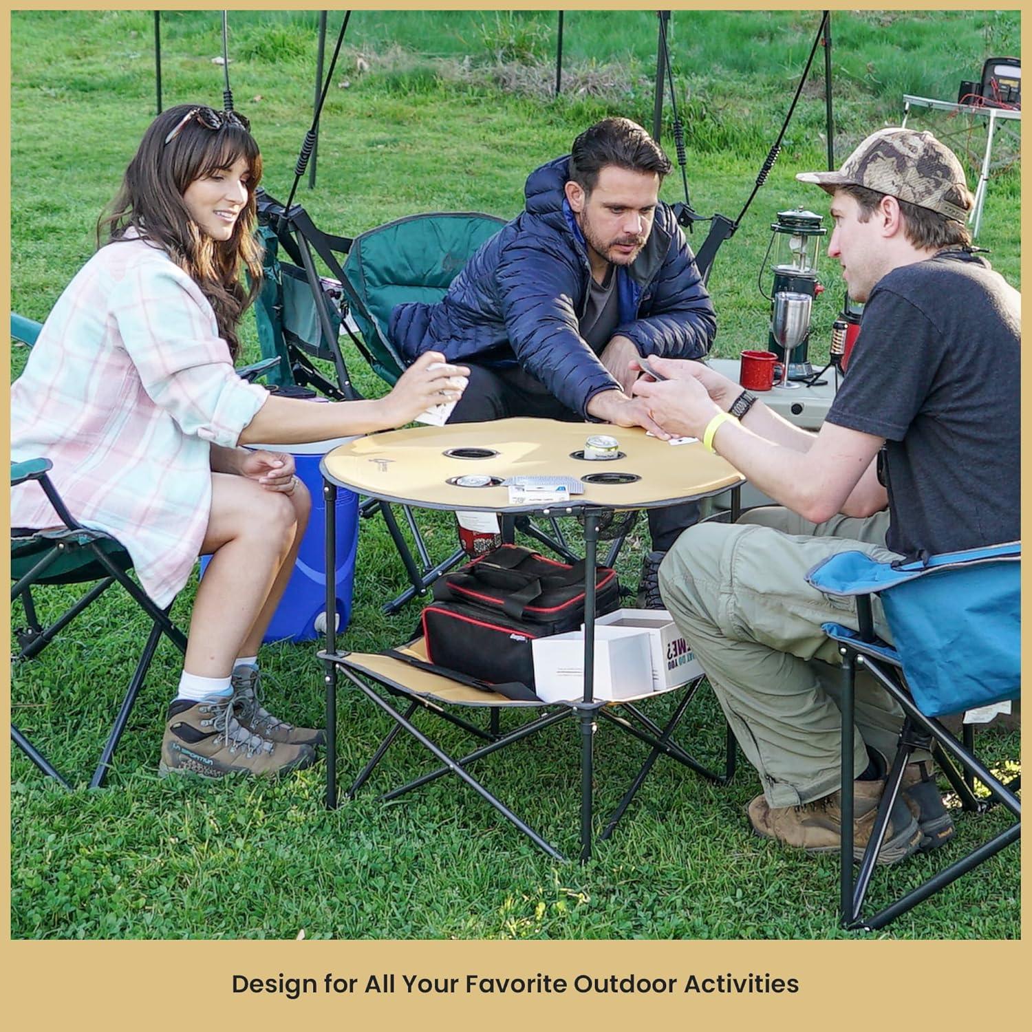 ARROWHEAD Outdoor Round Fabric Outdoor Folding Camping Table