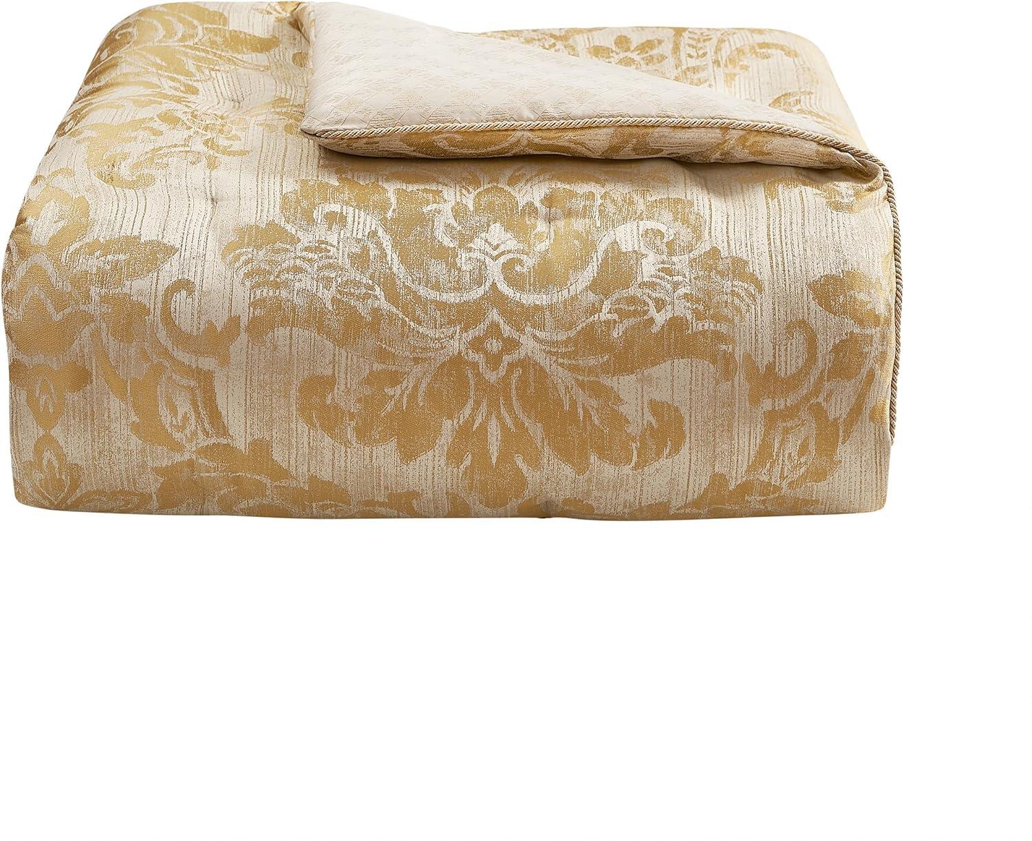 Ivory and Gold Reversible Queen Bedspread Set