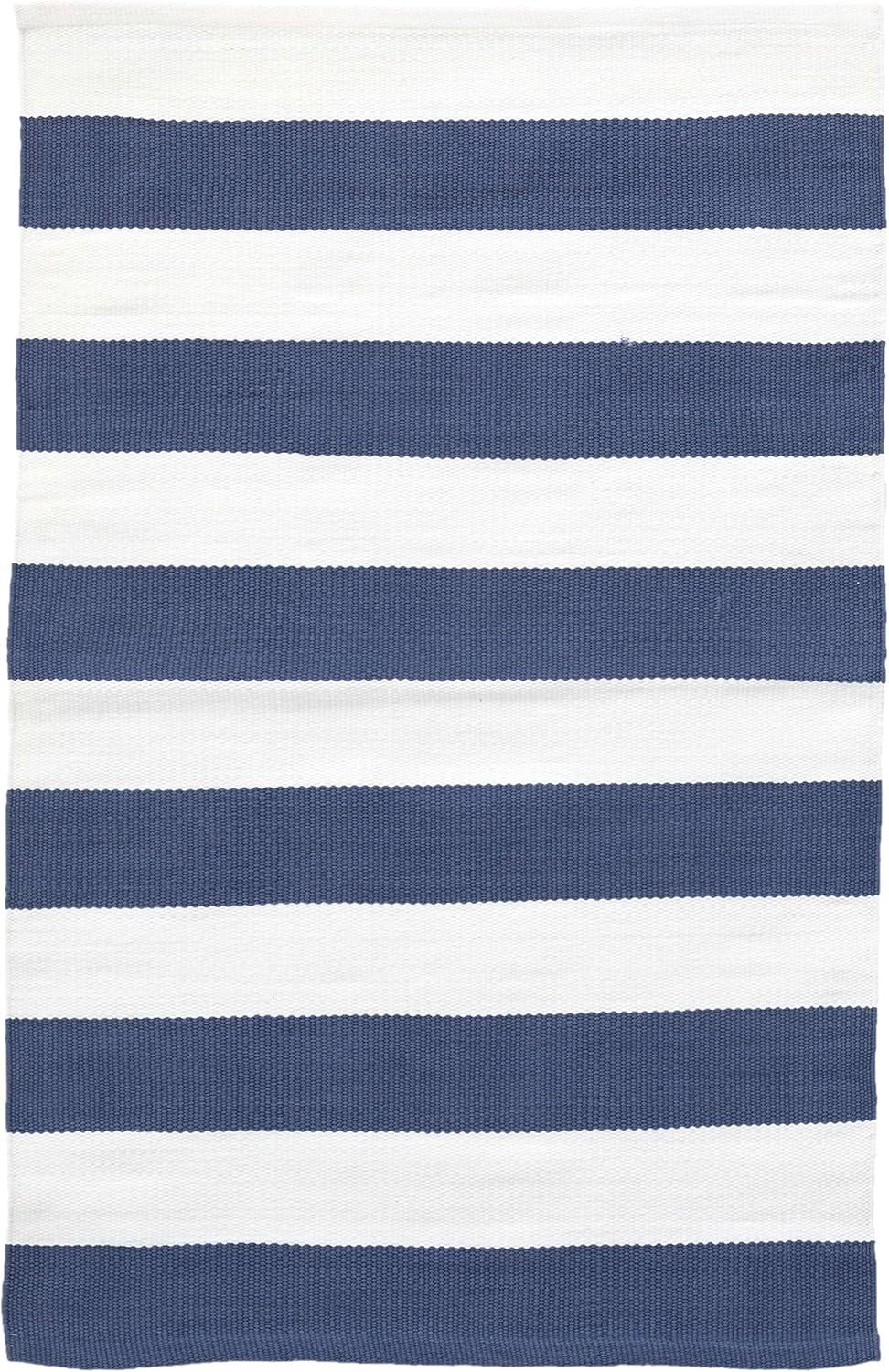 Catamaran Stripe Denim/White Handwoven Indoor/Outdoor Rug