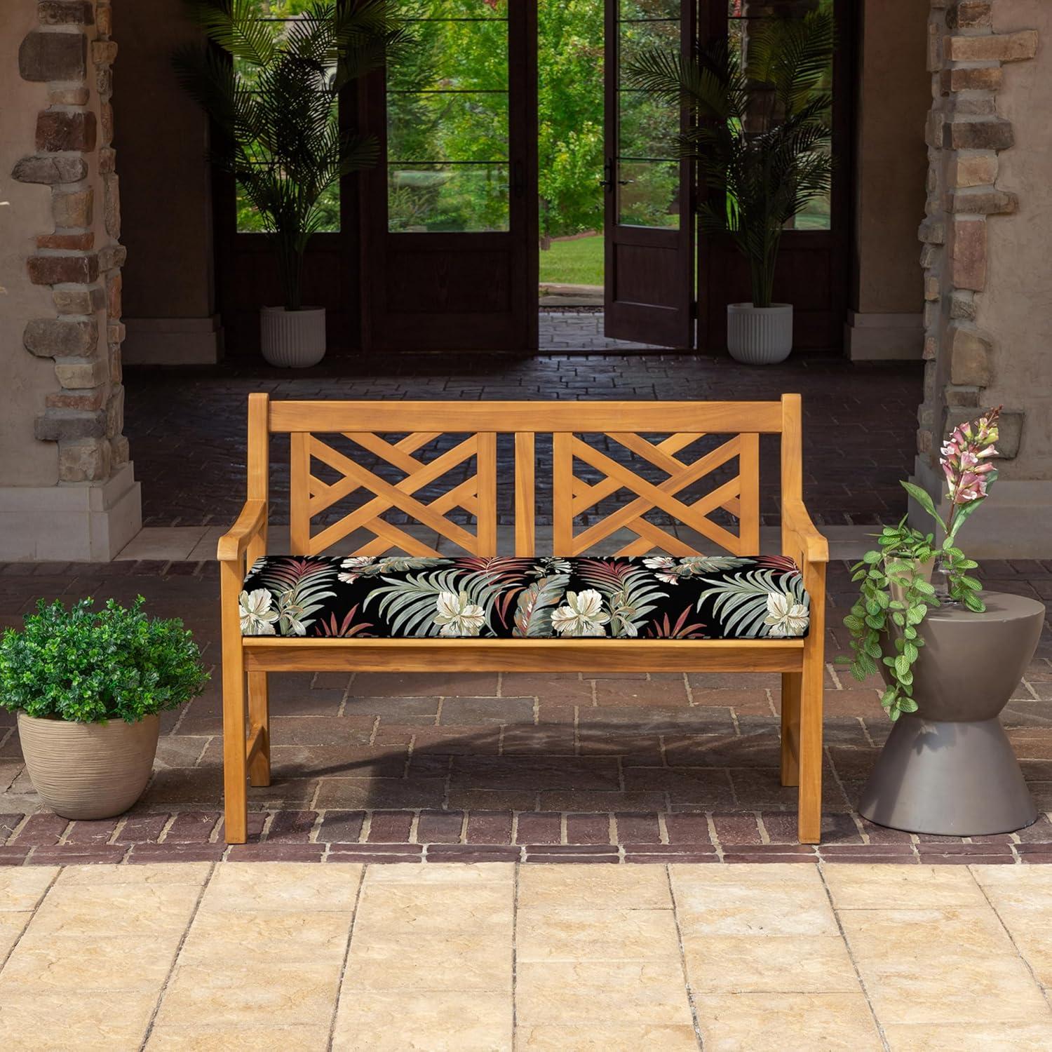 Arden Selections ProFoam Essentials Outdoor Bench Cushion 18 x 46, Ashland Black Jacobean