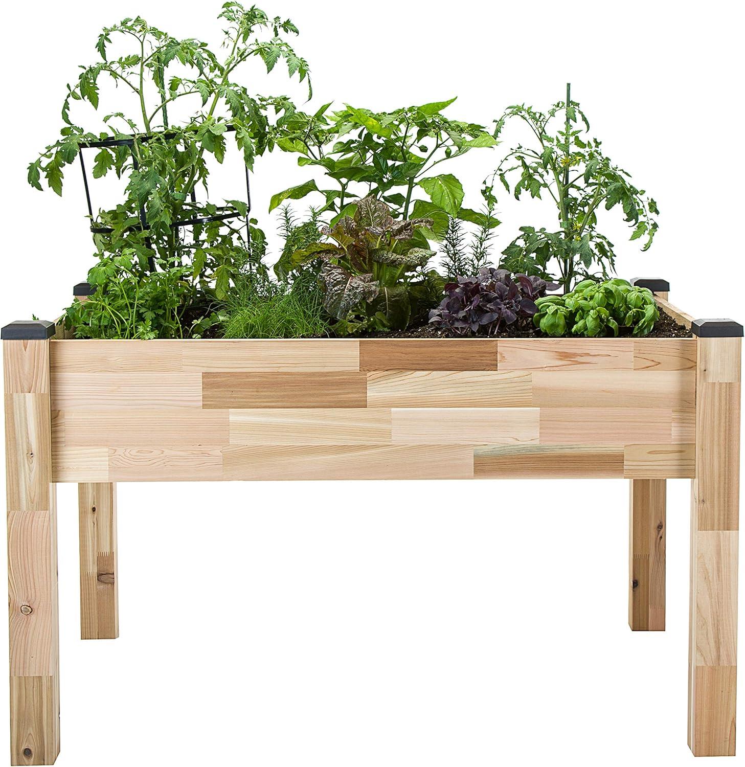 Self-Watering Elevated Cedar Raised Garden Bed Planter