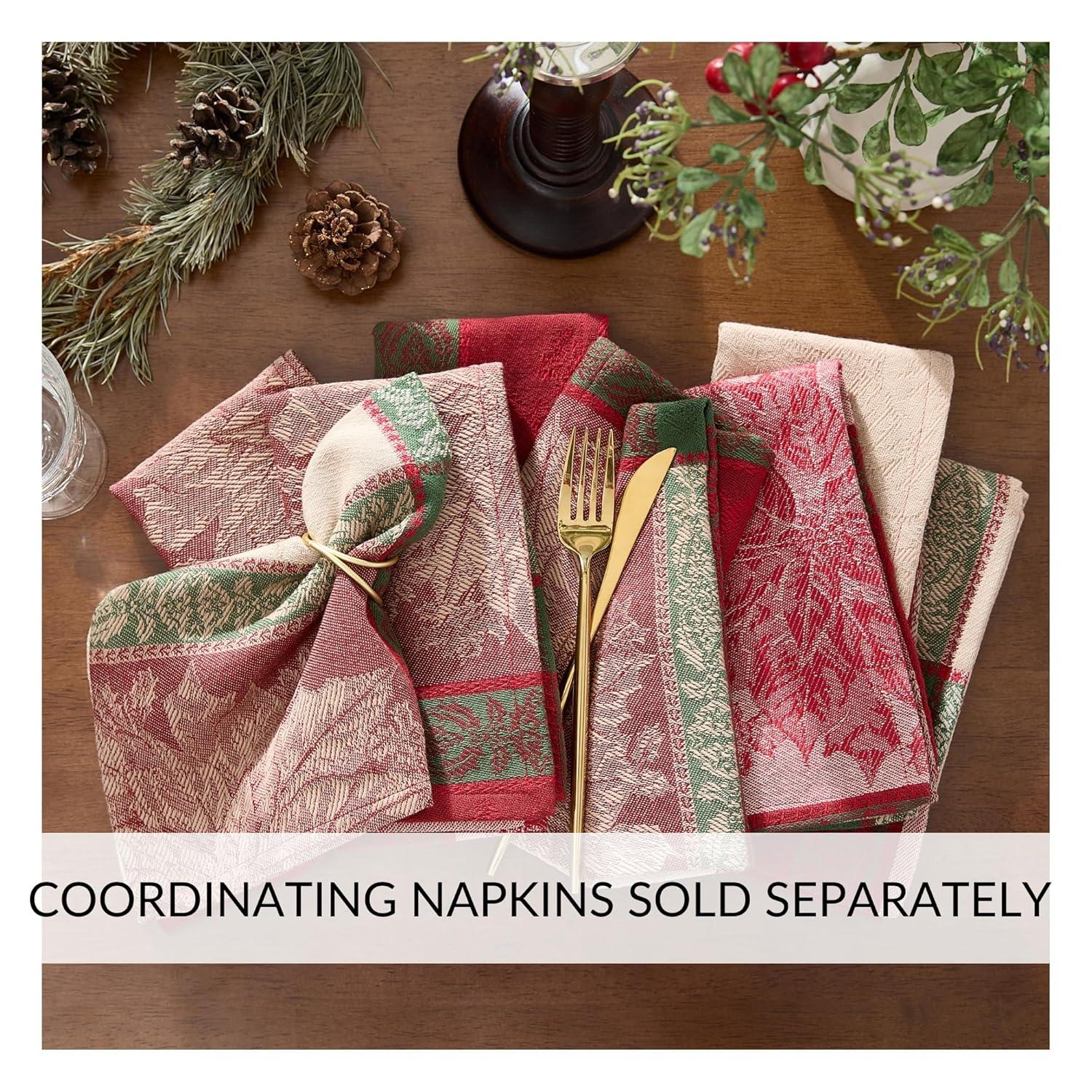 Prestige Poinsettia Jacquard  Tablecloth - Multicolor - 60x84 Rectangle - Elrene Home Fashions