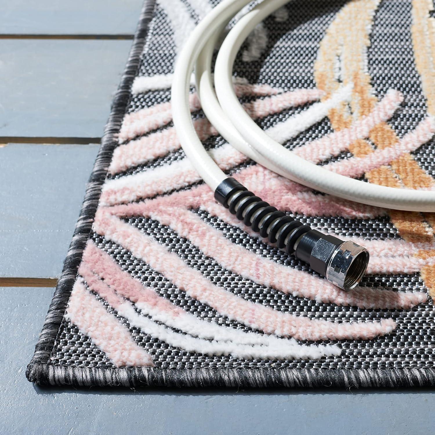 Cabana CBN445 Loomed Indoor/Outdoor Area Rug - Black/Rust - 4'x6' - Safavieh