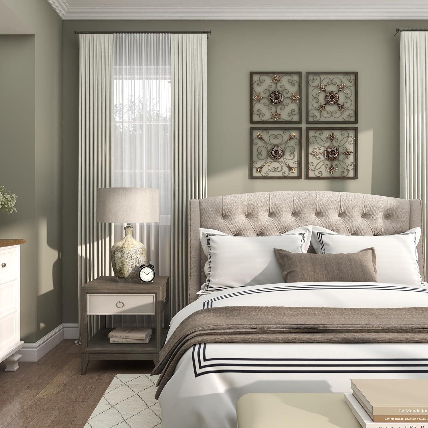 DecMode Rustic Brown Square Metal Wall Décor Set of 4 14"W x 14"H