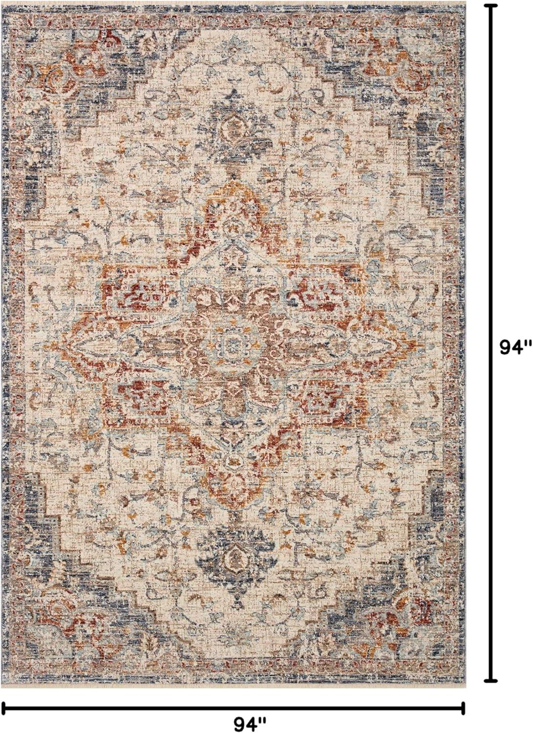 Ivory Fiesta Vintage-Inspired Round Wool & Synthetic Rug - 7'10"