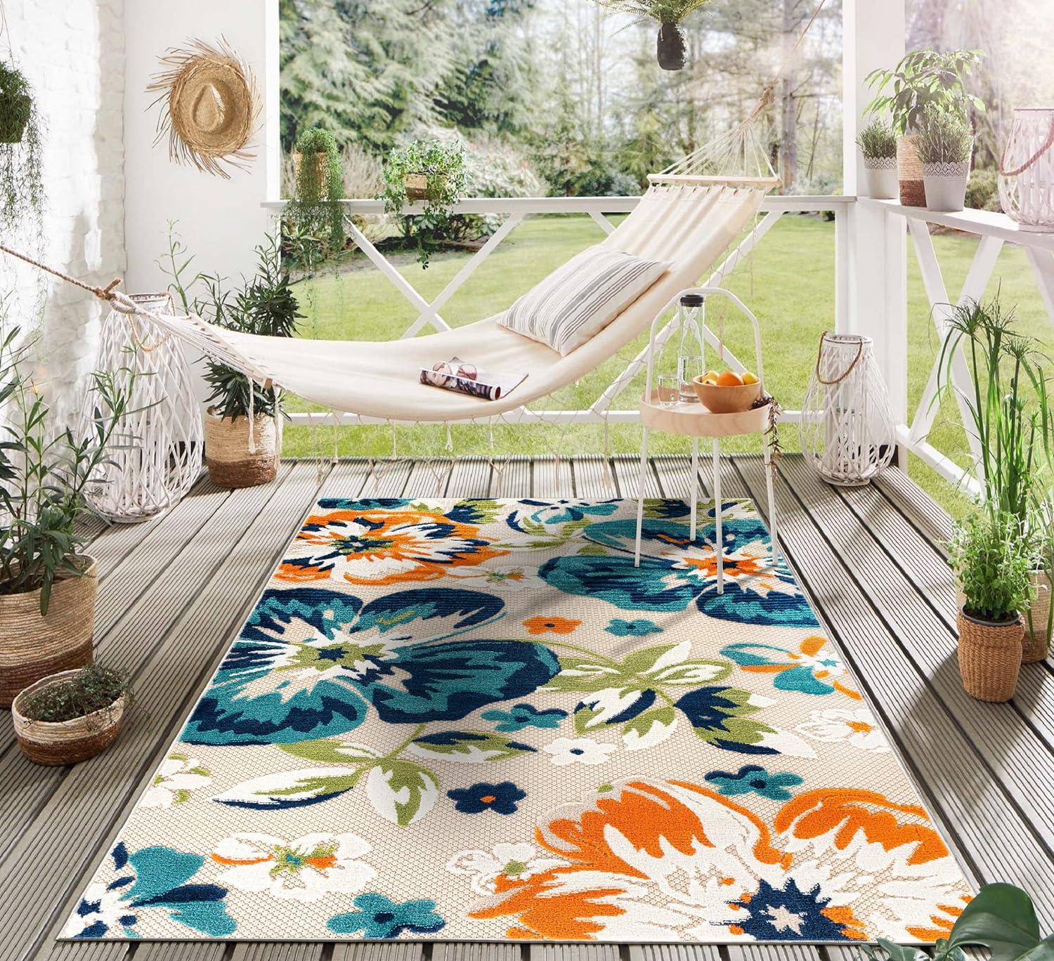 World Rug Gallery Bergamo Contemporary Floral Indoor/Outdoor Area Rug