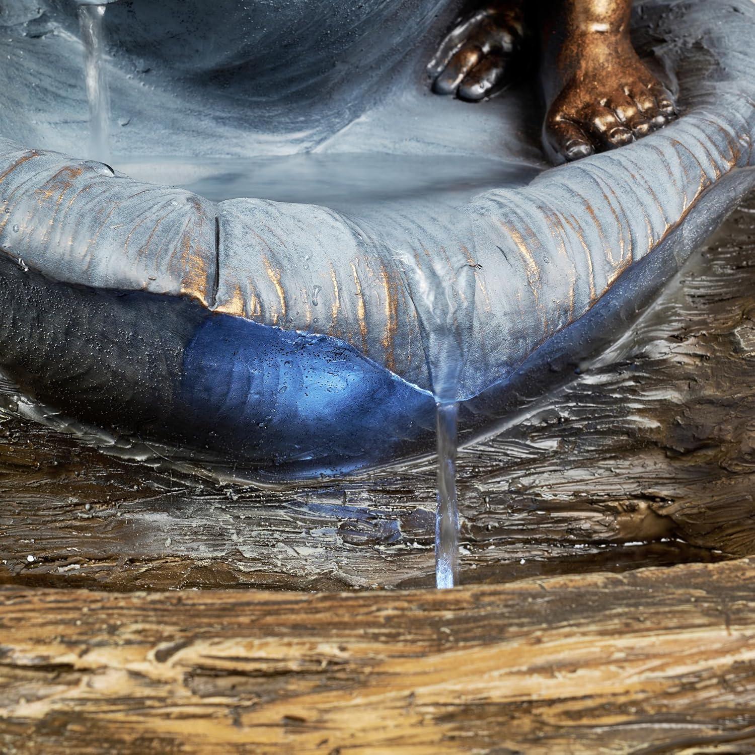 Hi-Line Gift Ltd. Contemporary Semi-Circle Tiered Fountain Outdoor with Warm White LEDS