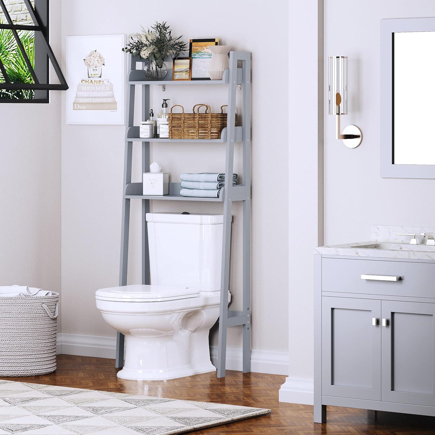 Gray 3-Tier Over Toilet Bathroom Organizer Shelf