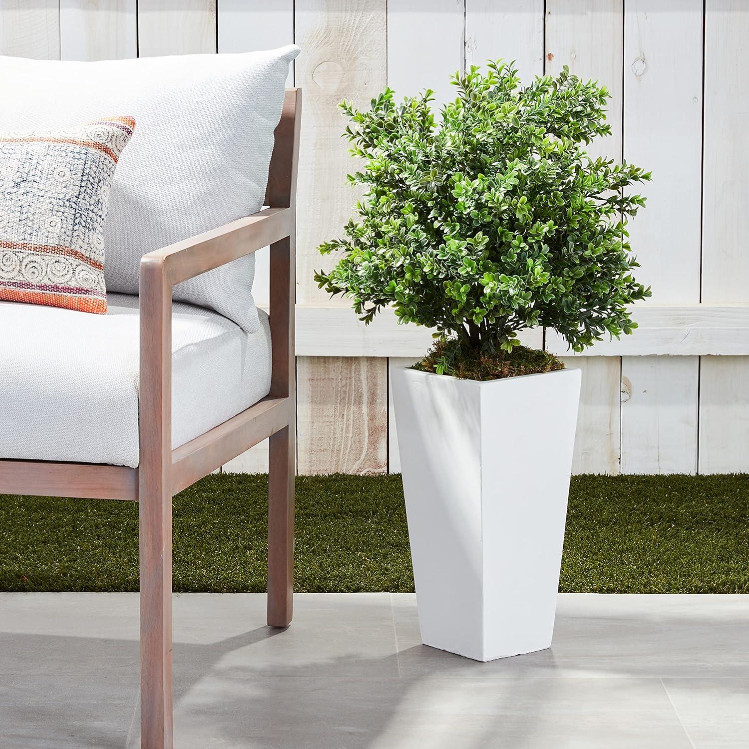 Primrue Sweet Grass Artificial Plant in White Tower Planter (Indoor/Outdoor)