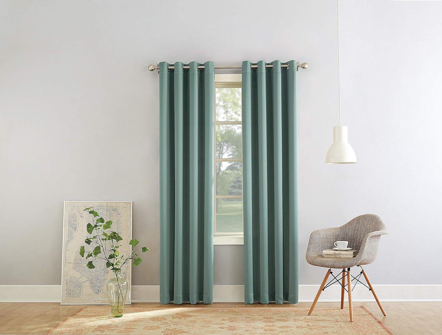 40"x84" Sun Zero Room Darkening Lazlo Grommet Curtain Panel Mineral: Modern Thermal Insulated, Energy Efficient, Noise Reduction