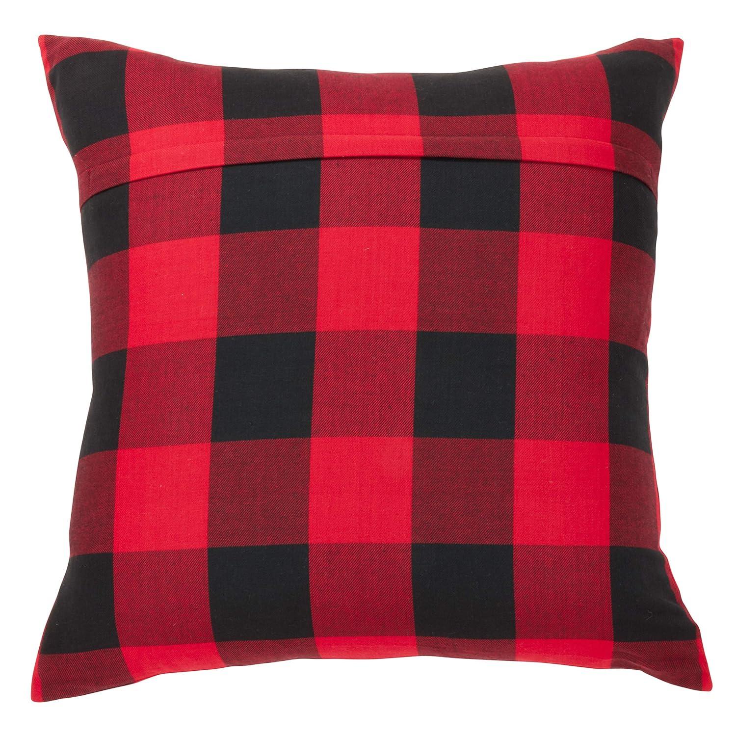 Saro Lifestyle Buffalo Plaid  Decorative Pillow Cover, Red, 28" x 28"