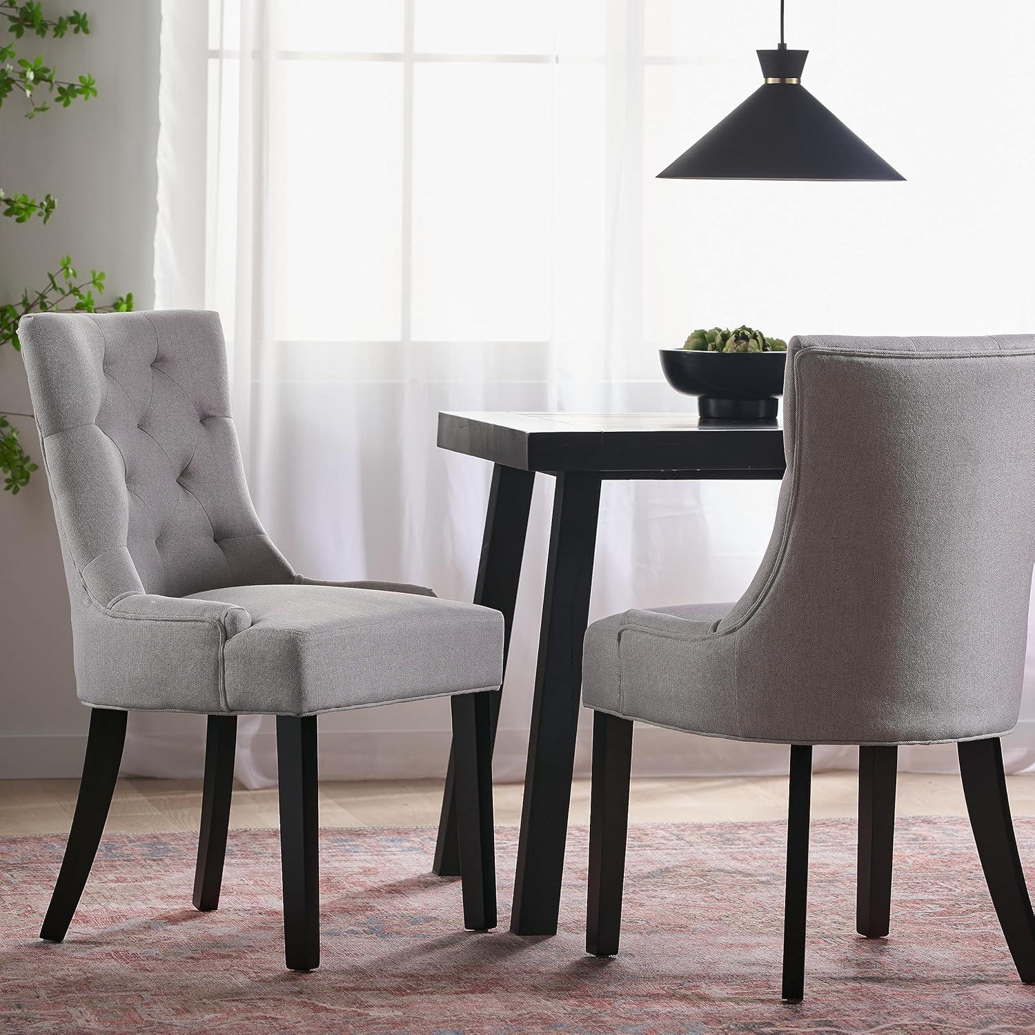 Christopher Knight Home Maggie Contemporary Tufted Armless Dining Chairs (Set of 2), Light Gray/Fabric