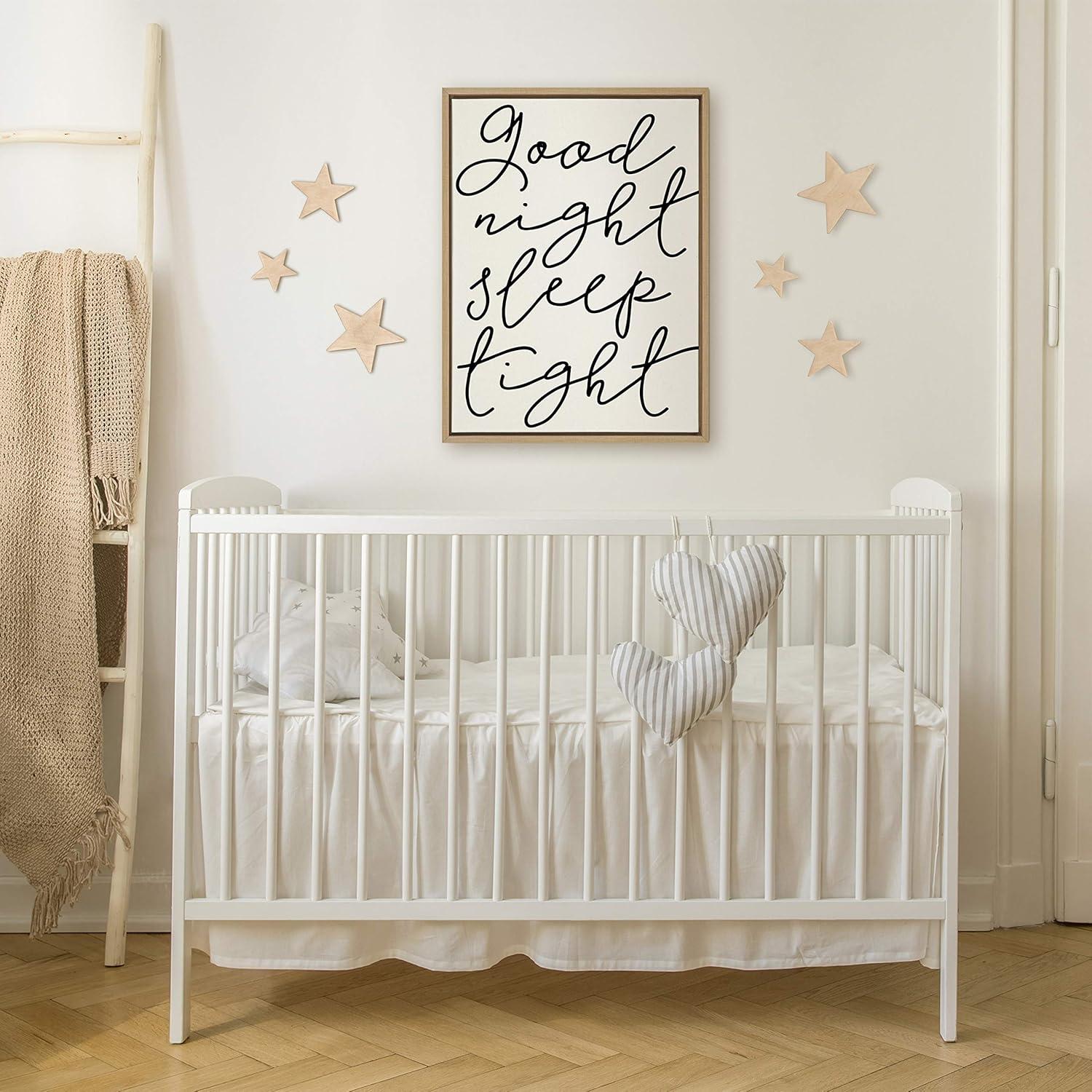 18" x 24" Sylvie Good Night Sleep Tight Framed Canvas by Maggie Price Natural: Nursery Art, Vertical - Kate & Laurel All Things Decor