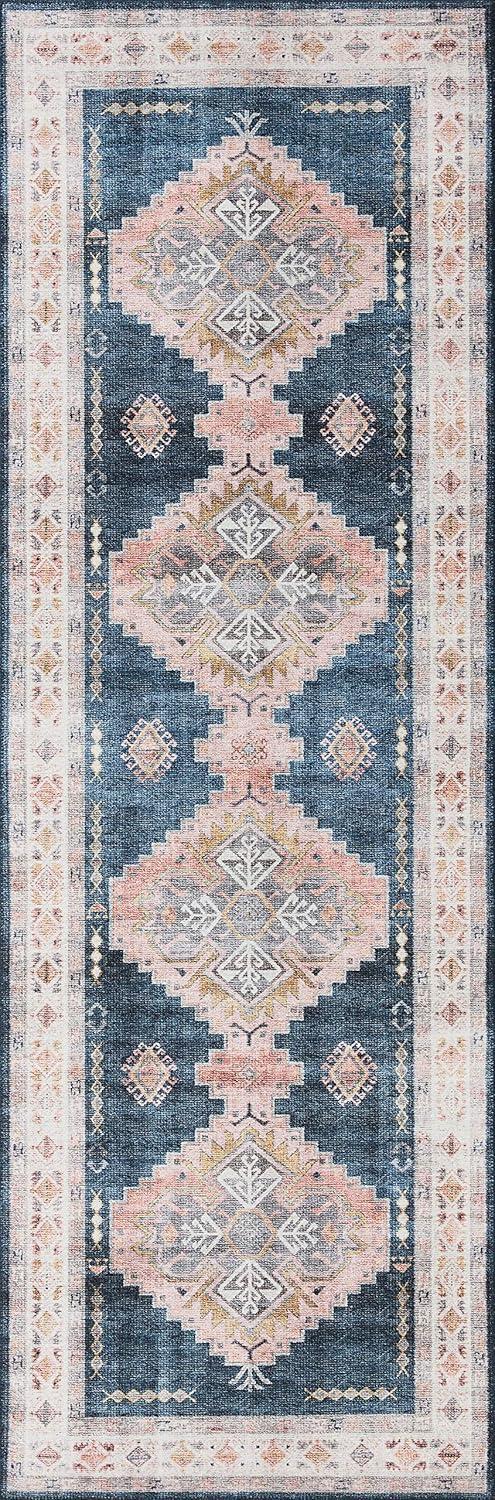 Loloi II Heidi Collection HEI-03 Denim / Blush, Southwestern Area Rug 3'-6" x 5'-6"