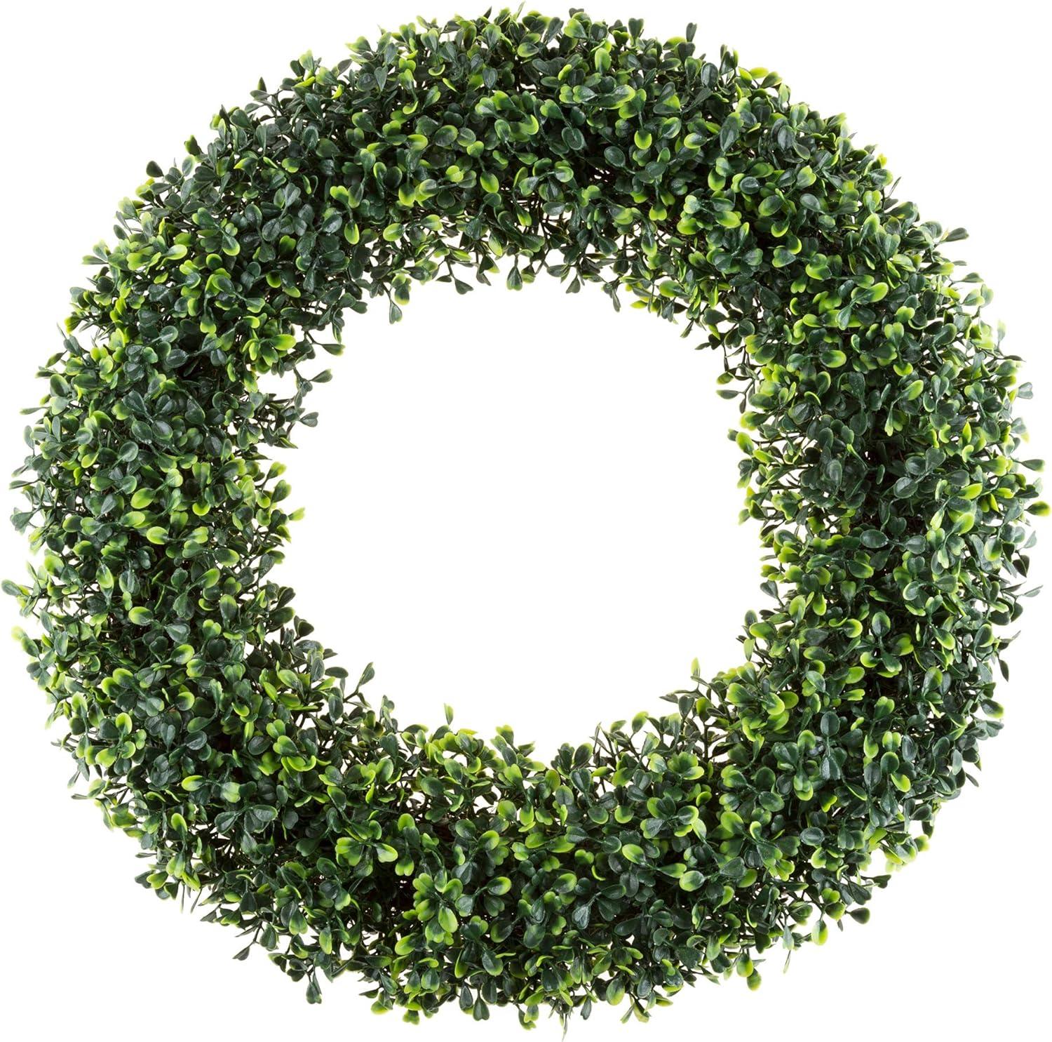 19.5-Inch Artificial Boxwood Wreath for Front Door Home Decor by Pure Garden