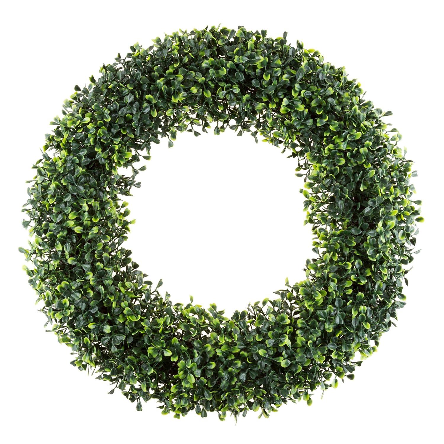 Pure Garden Set of Two 19.5-Inch Indoor/Outdoor Artificial Boxwood Wreaths