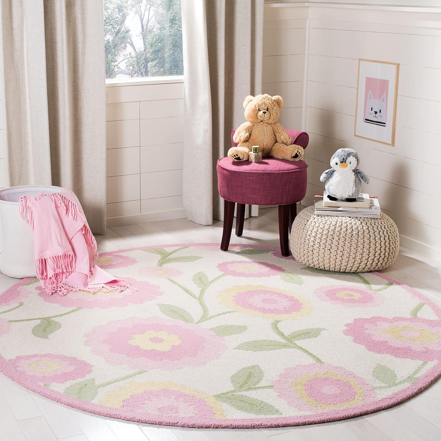 SAFAVIEH Kids Ethelinda Floral Area Rug, Ivory/Pink, 2' x 3'