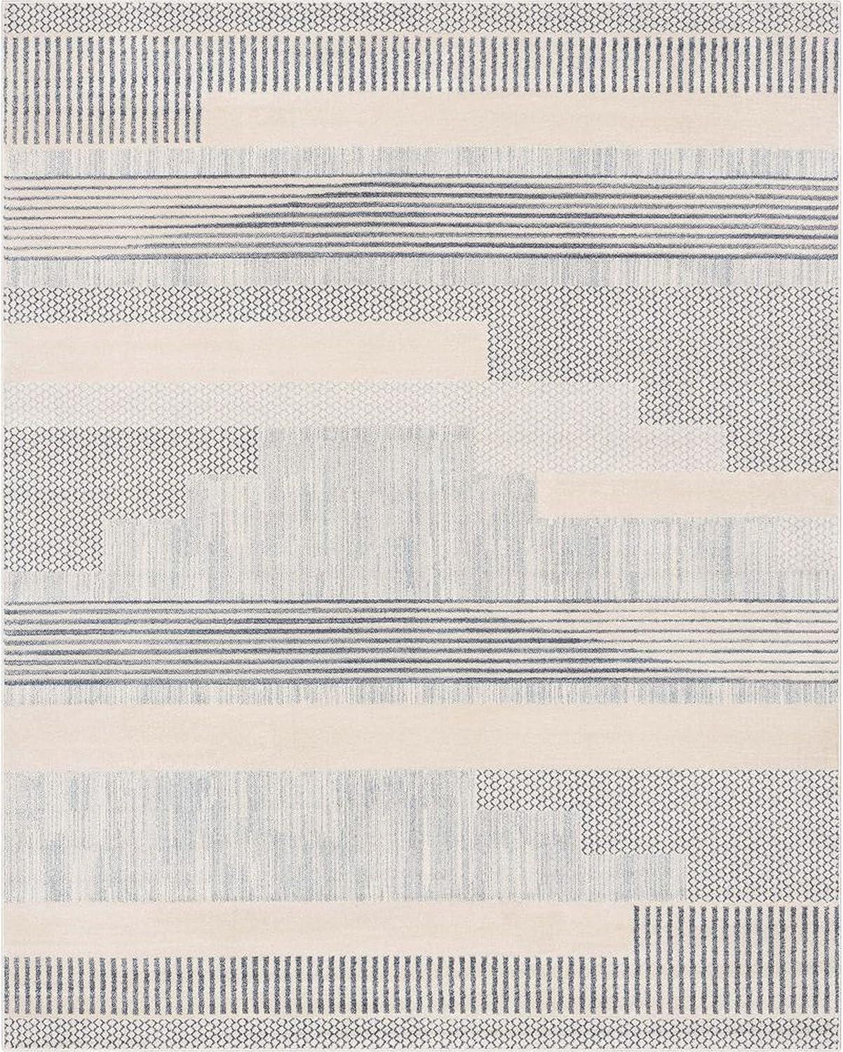 Marcone Briar Tribal Geometric Abstract Light Blue Looped Pile Rug