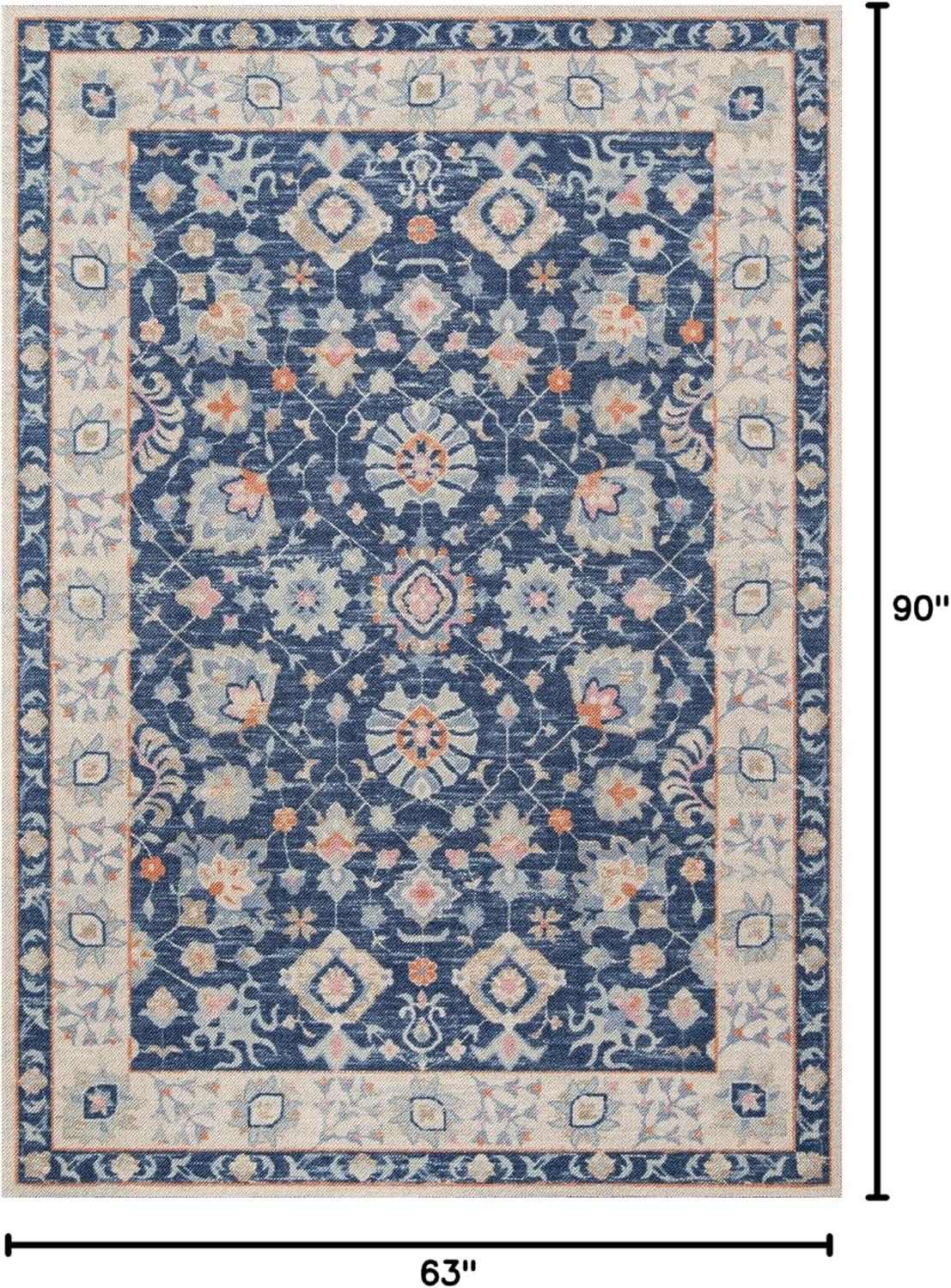 Momeni Anatolia Machine Made Wool and NylonNavy Area Rug 5'3" X 7'6"