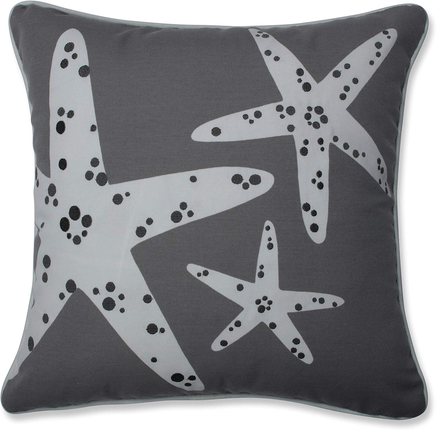 Stunning Starfish Throw Pillow Gray - Pillow Perfect: Embroidered, UV Protected, Indoor & Outdoor Use