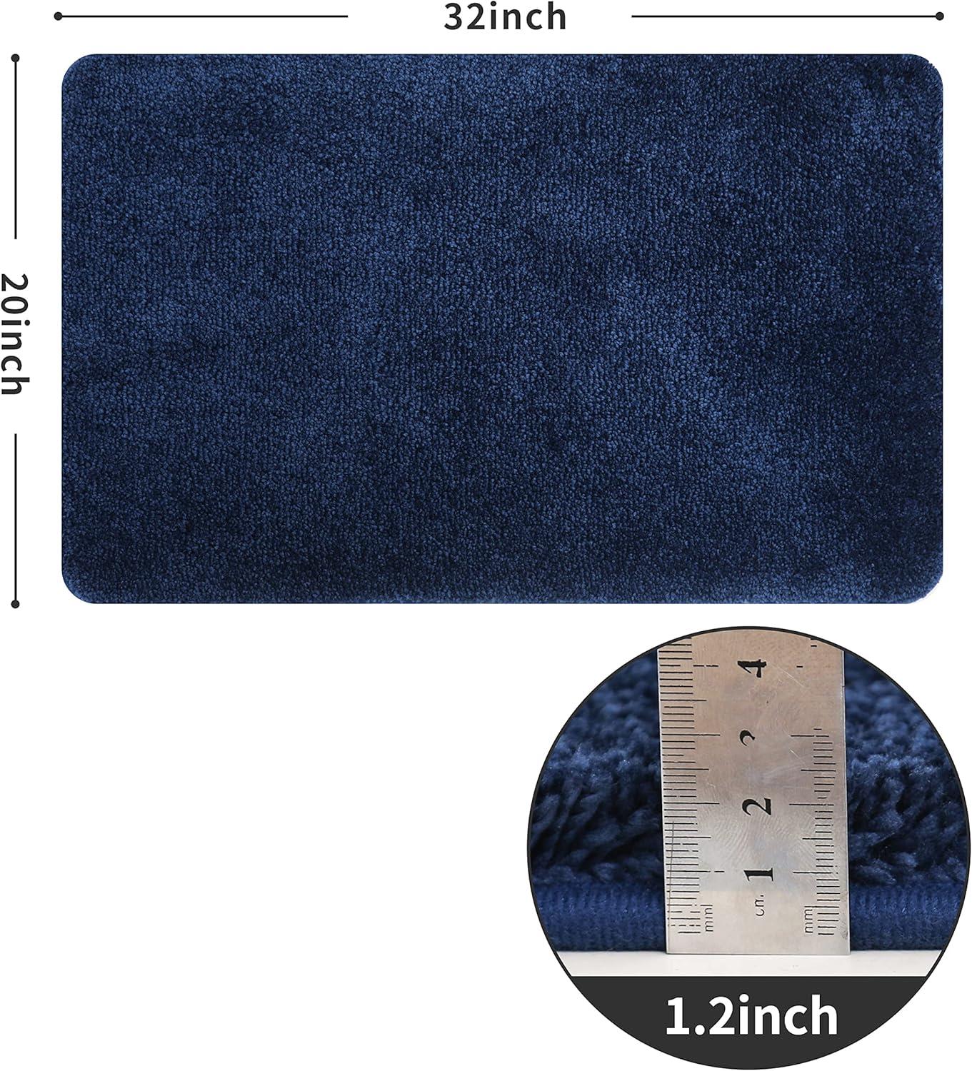 COSY HOMEER Bath Rugs for Bathroom Extra Thick- Anti-Slip Bath Mats Soft Plush Yarn Shaggy 100% Strong Mirco Polyeste Mat Living Room Bedroom Mat Floor Water Absorbent(Navy,20x32 - Inches)