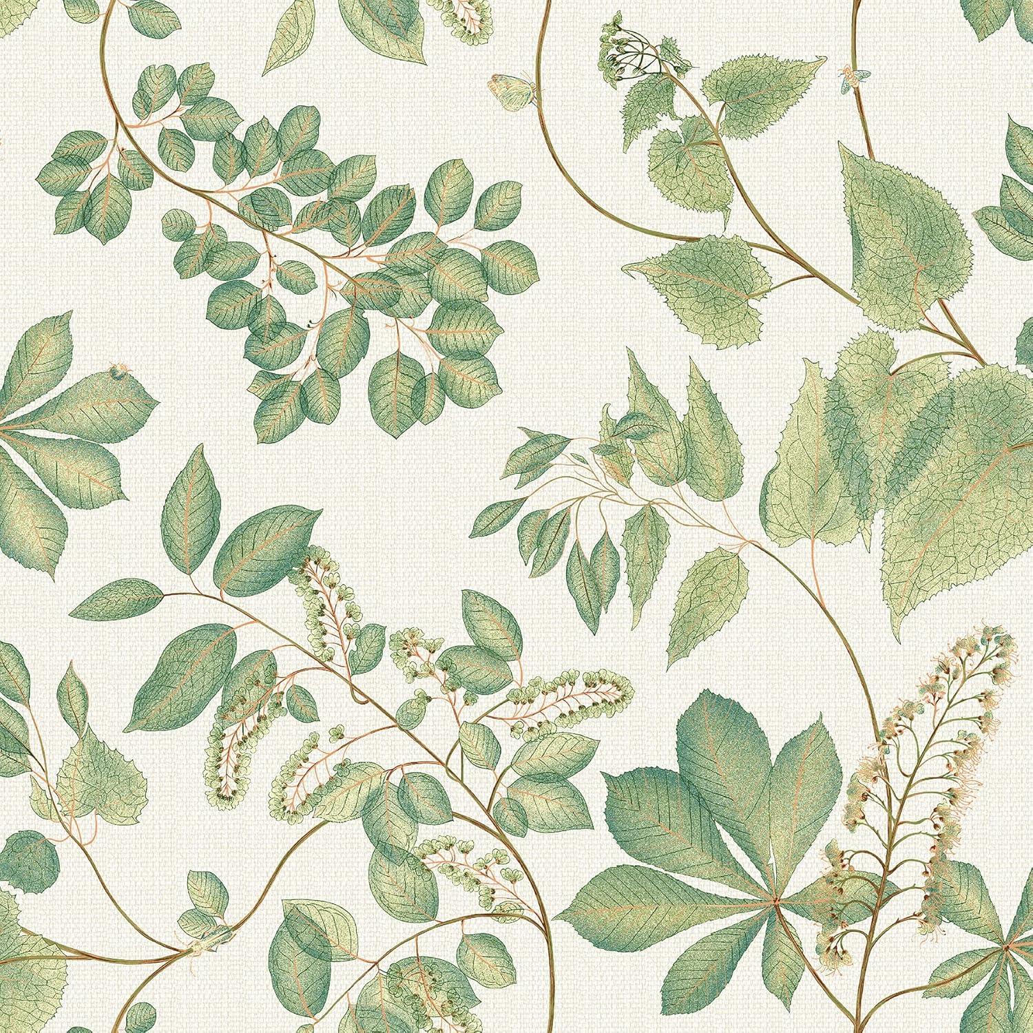 Willow Green Botanical Peel and Stick Vinyl Wallpaper