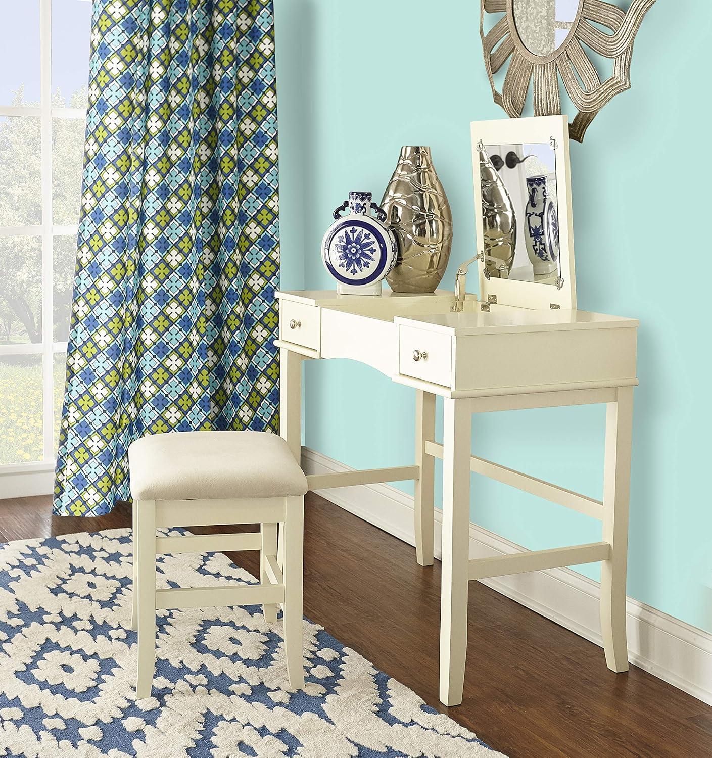 Jackson Traditional Wood Flip-up Mirror Vanity with Stool, Nickel Hardware - Linon
