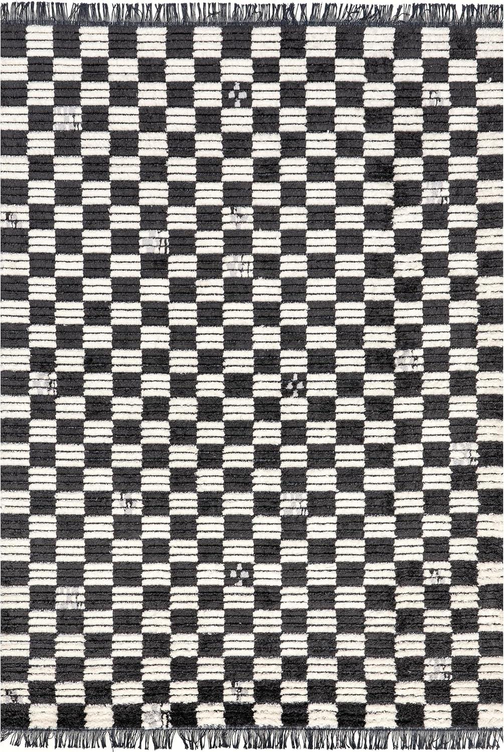 Nuloom Pania Geometric 4x6 Indoor Area Rug for Living Room Bedroom Dining Room Kitchen, Dark Grey