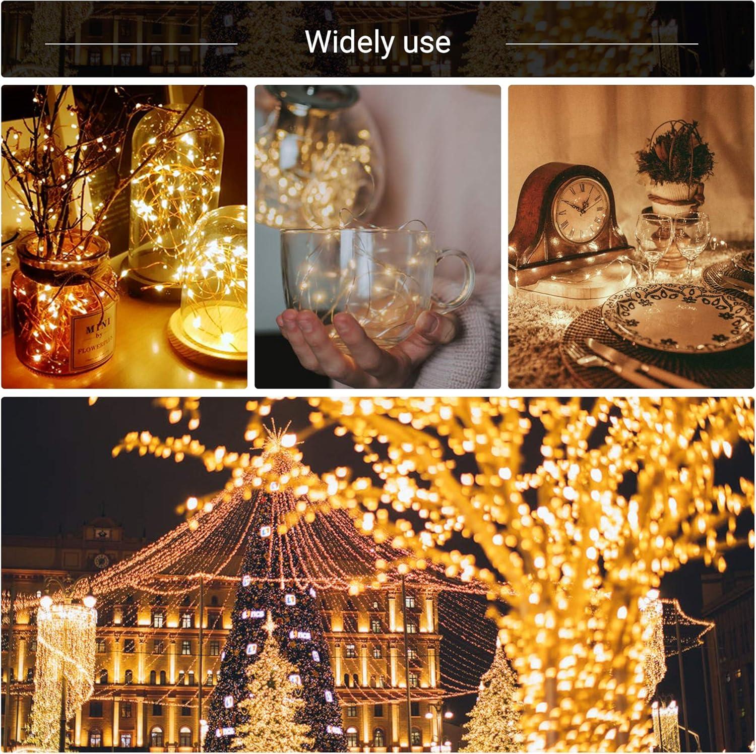 TRENZADO Solar String Lights Outdoor, 65.6 Ft 200 LED Solar Powered Fairy Lights with 8 Modes Waterproof for Christmas Patio Yard Trees Wedding (Warm White)