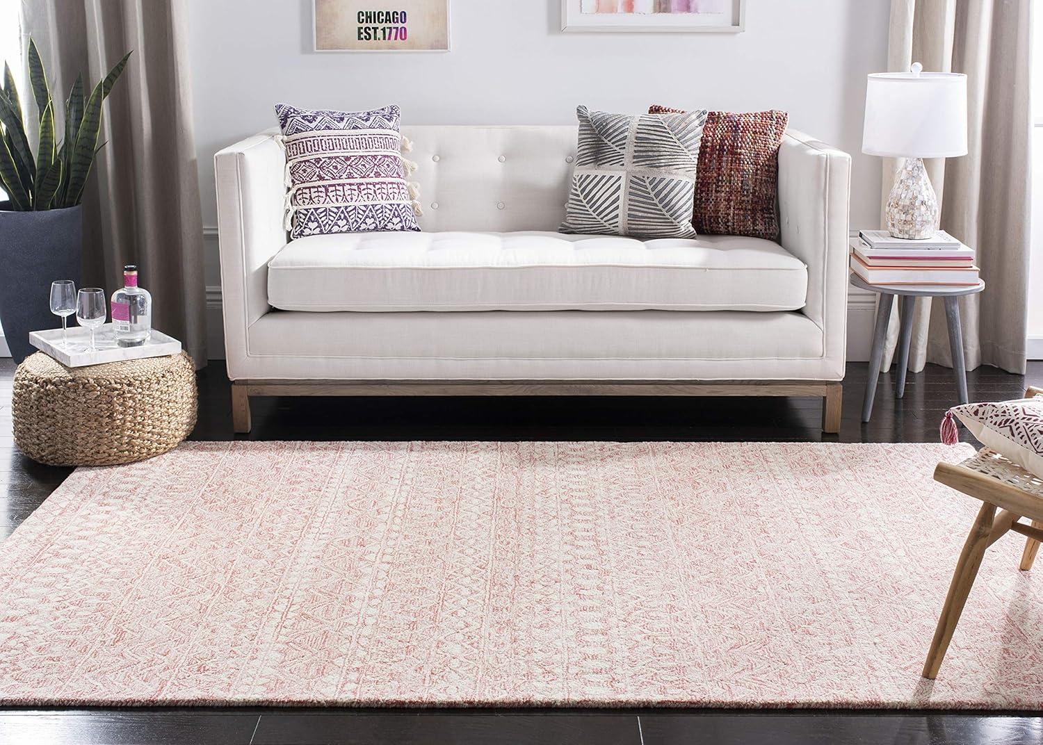SAFAVIEH Micro-Loop Daithi Geometric Area Rug, Blue/Ivory, 10' x 14'