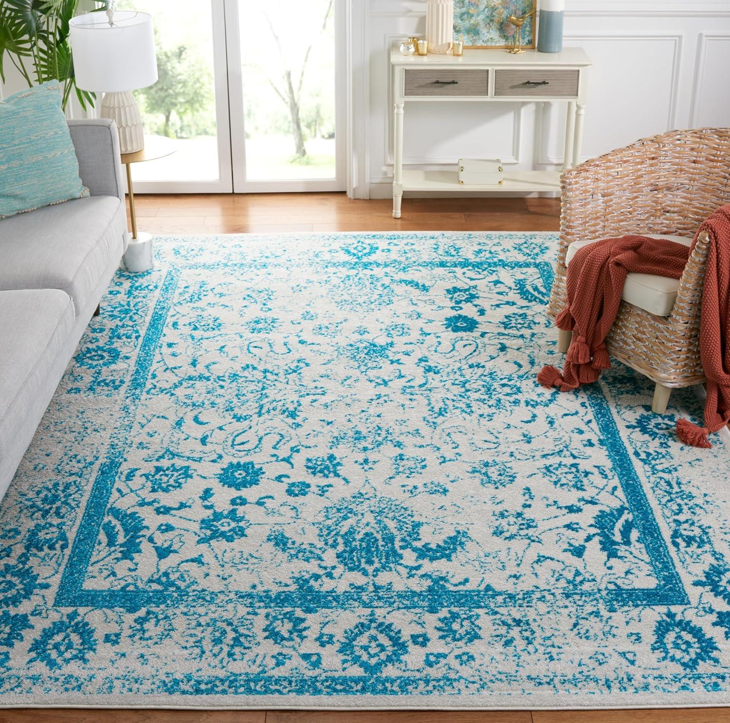 Adirondack ADR109 Machine Made Indoor Area Rug - Ivory/Teal - 8'x10' - Safavieh