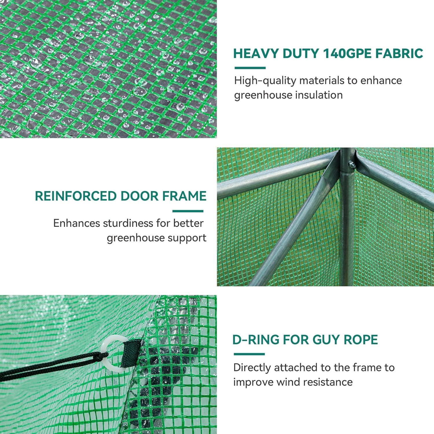 YITAHOME 20x10x6.5ft Greenhouse Large Heavy Duty Tunnel Green Houses Outdoor Plant Gardening Upgraded Galvanized Steel Frame Zipper Doors 7 Crossbars Garden, Green