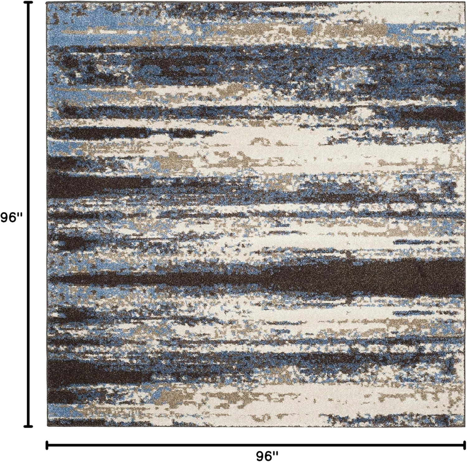 Retro RET2138 Power Loomed Indoor Area Rug - Cream/Blue - 6'x6' - Safavieh.