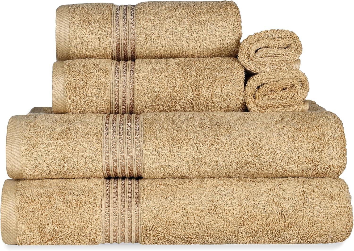 Superior Egyptian Cotton Absorbent 6-Piece, Toast, Towel Set