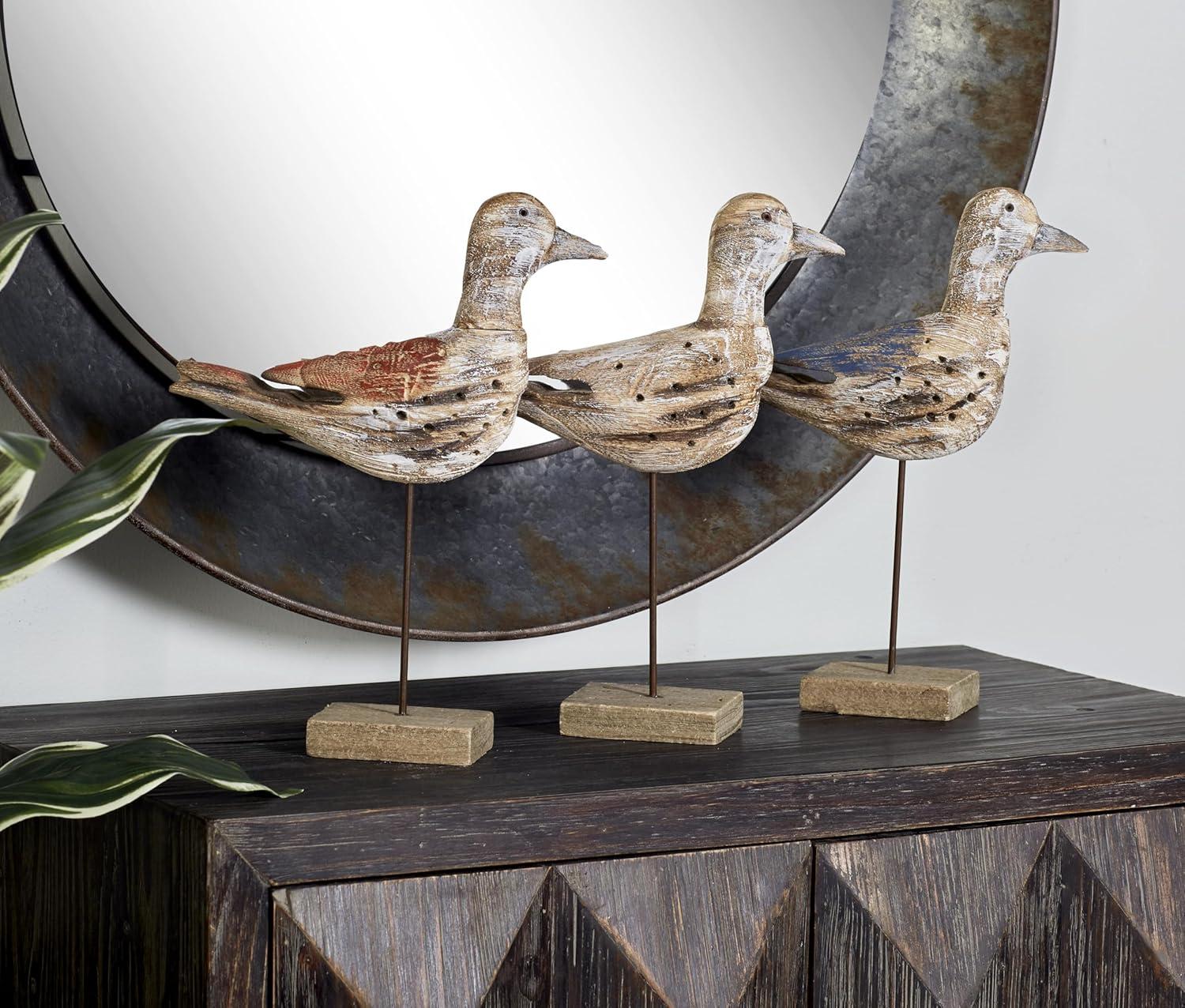 11"W, 14"H Brown Wood Bird Sculpture, by DecMode (3 Count)